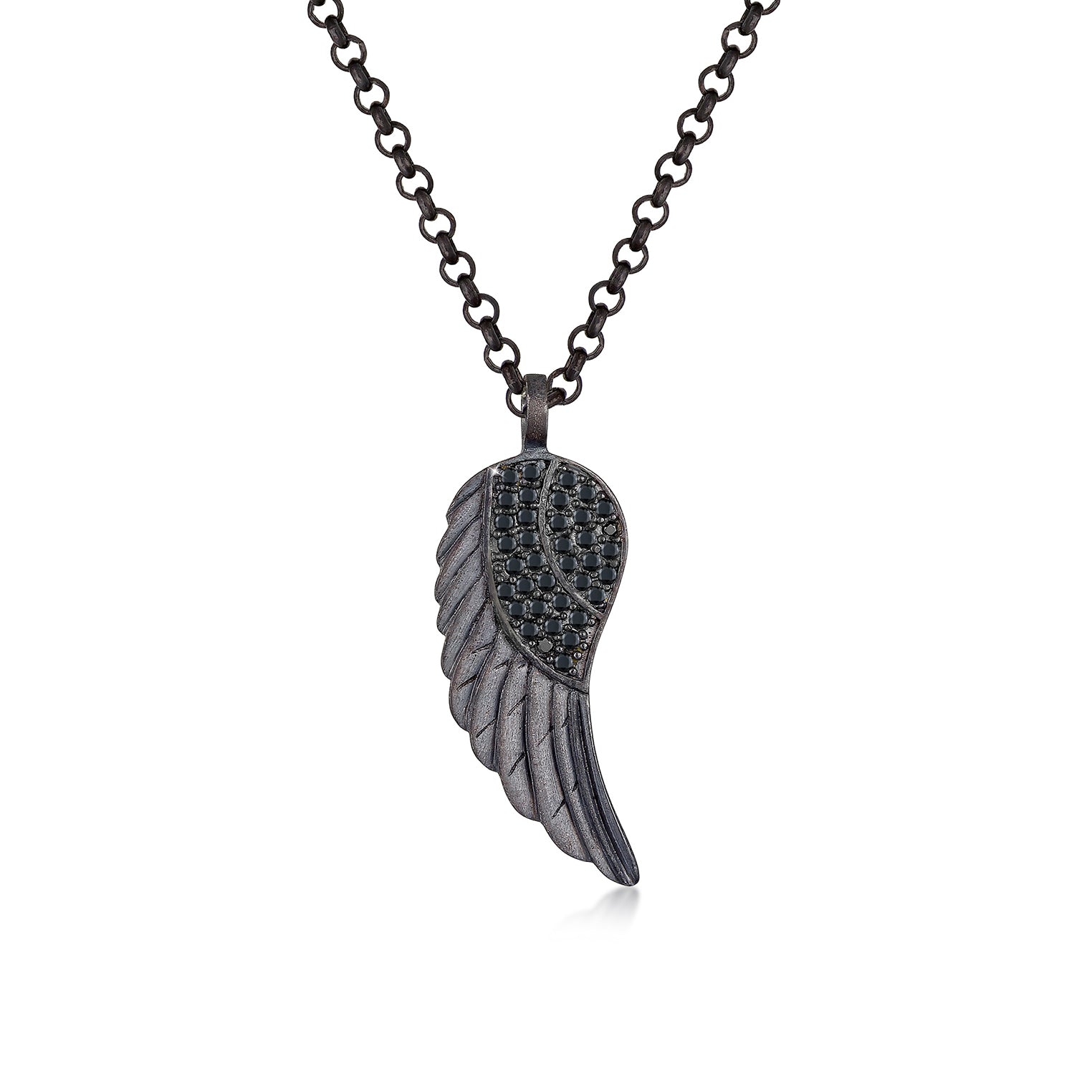 (Schwarz) Flügel Kuzzoi Zirkonia Halskette – |