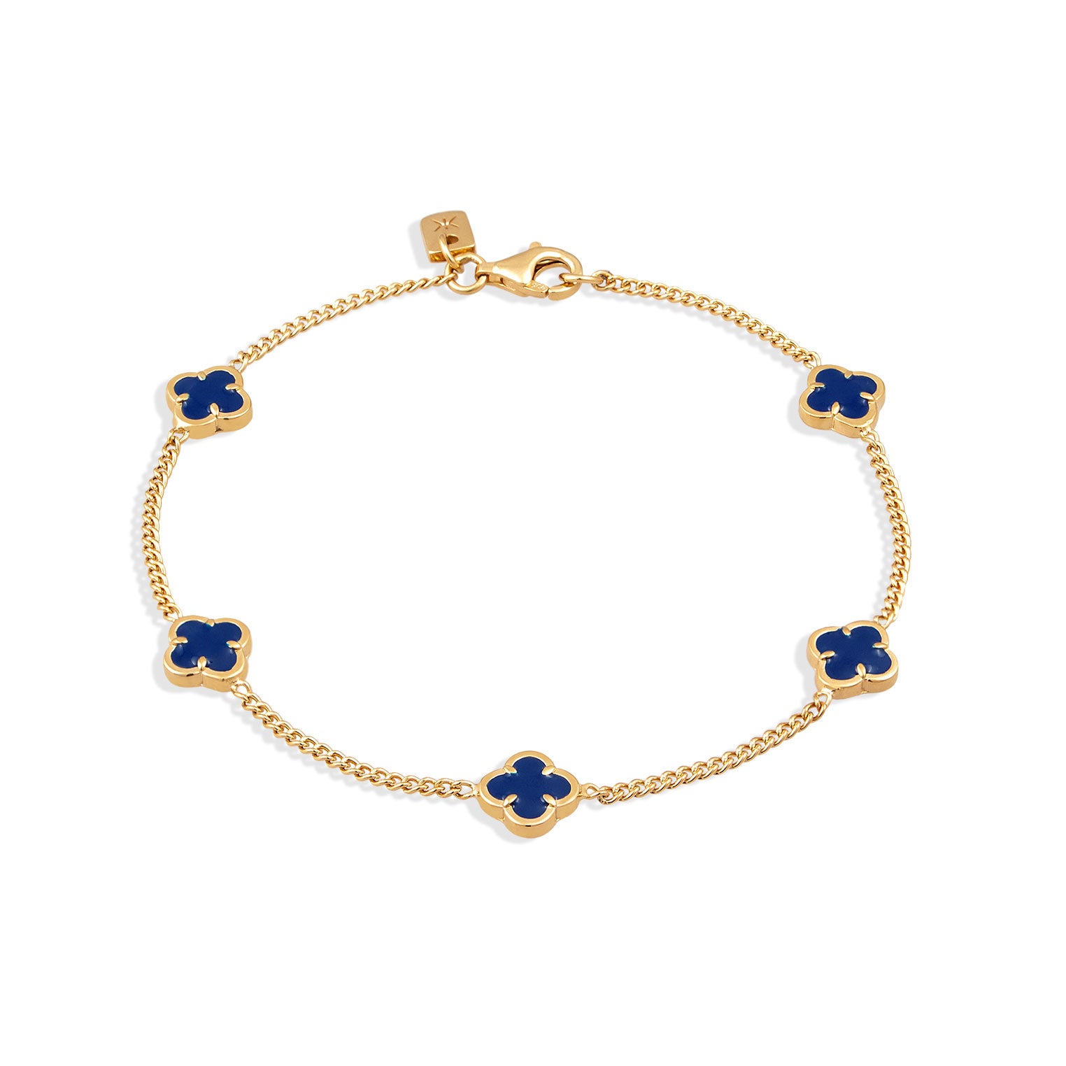 Curb chain bracelet cloverleaf | enamel