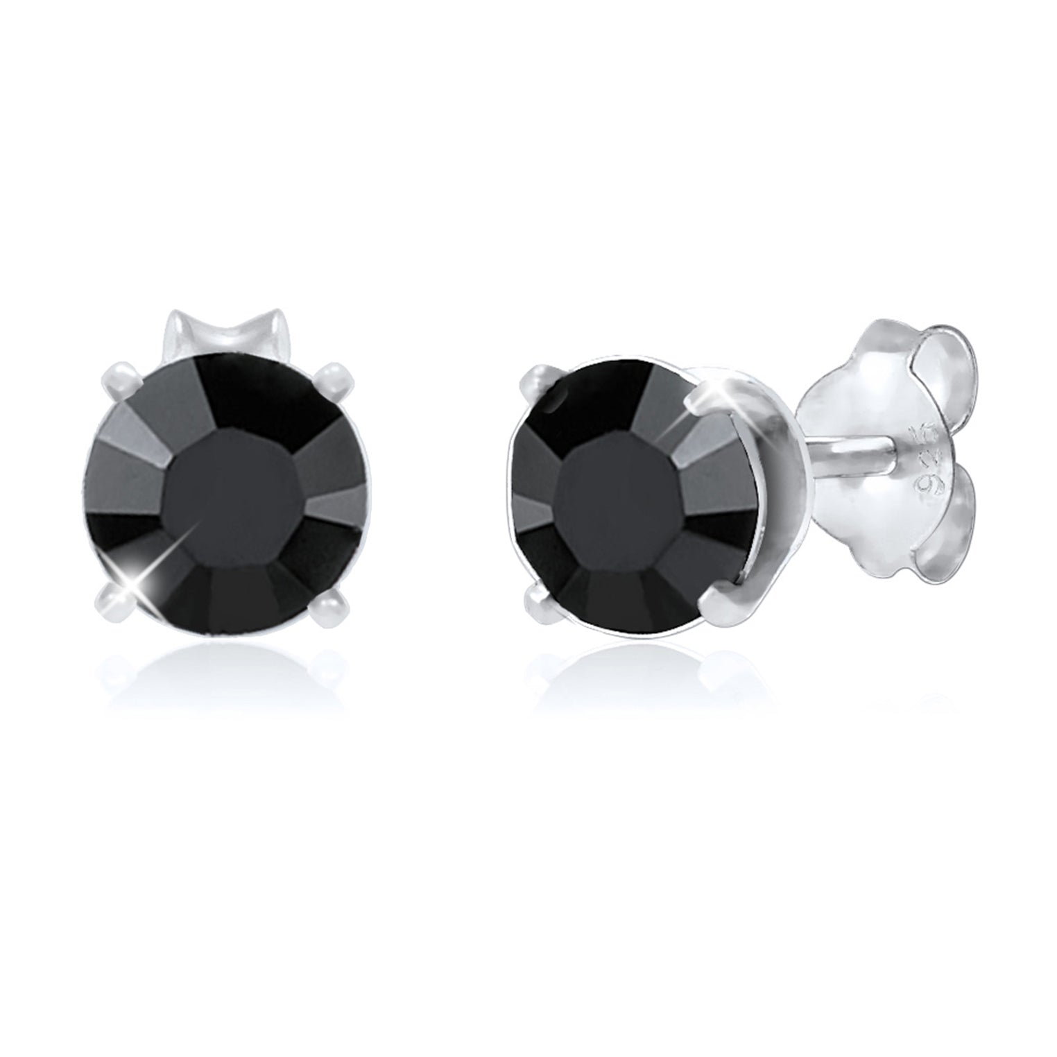 Schwarz - KUZZOI | Ohrstecker Basic | Kristall (Schwarz) | 925er Sterling Silber