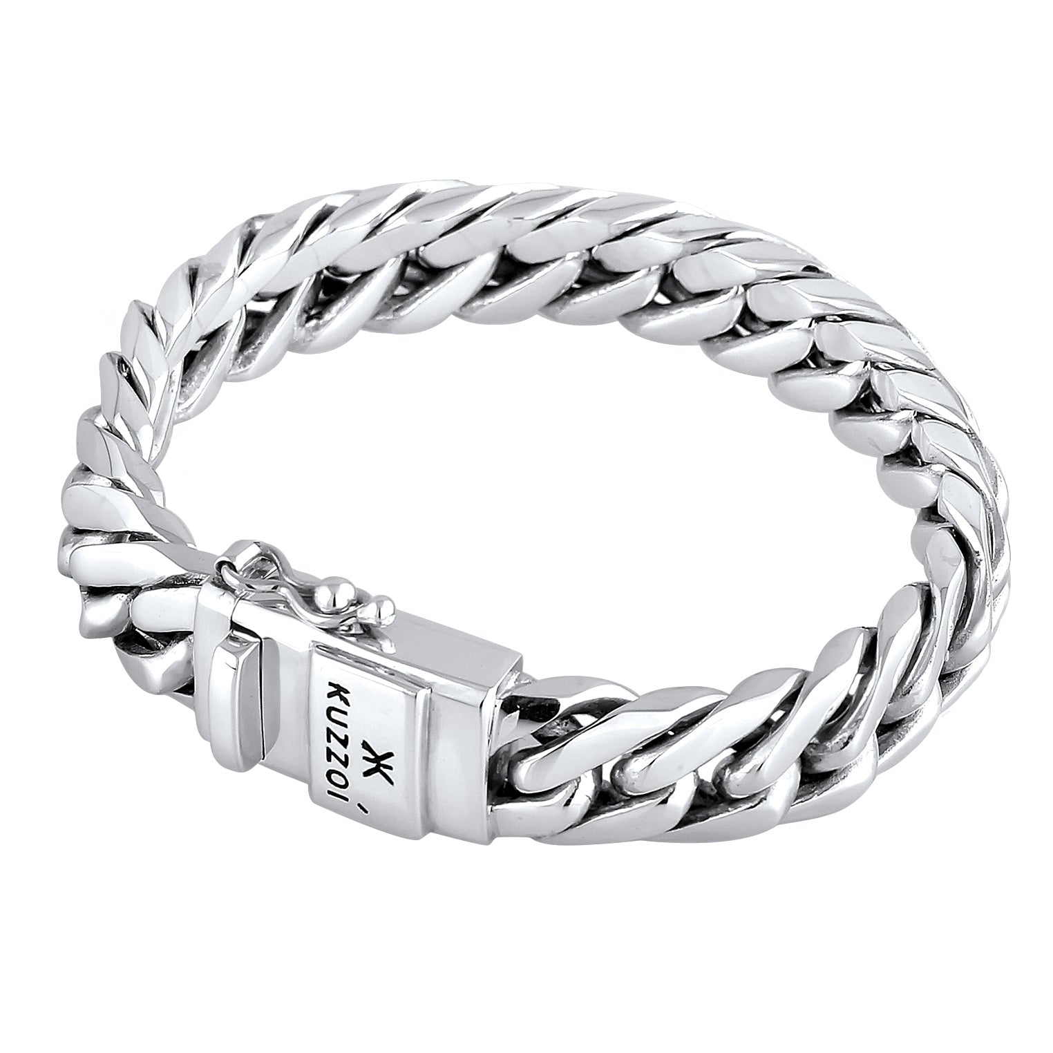 Silber - KUZZOI | Armband Massiv Verschluss | 925er Sterling Silber