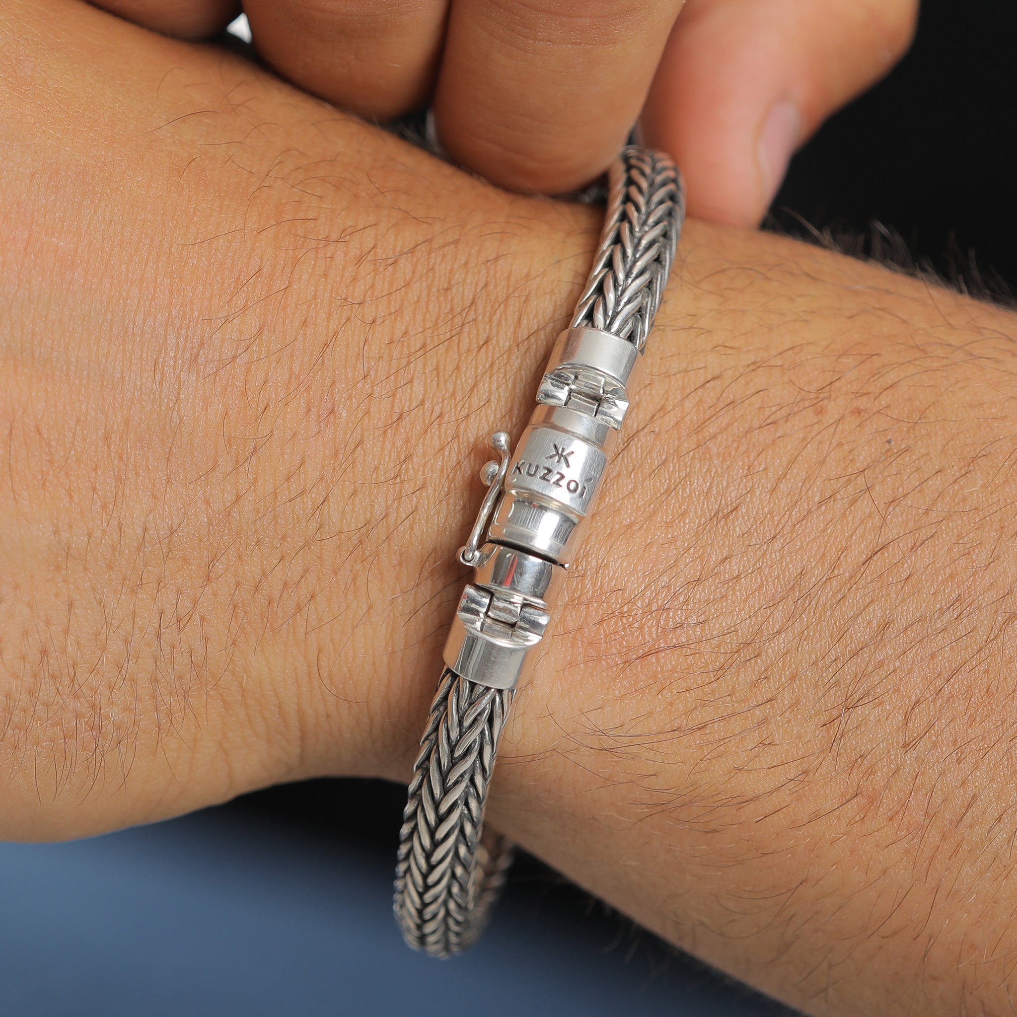 Silber - KUZZOI | Armband Geflochten | 925er Sterling Silber oxidiert