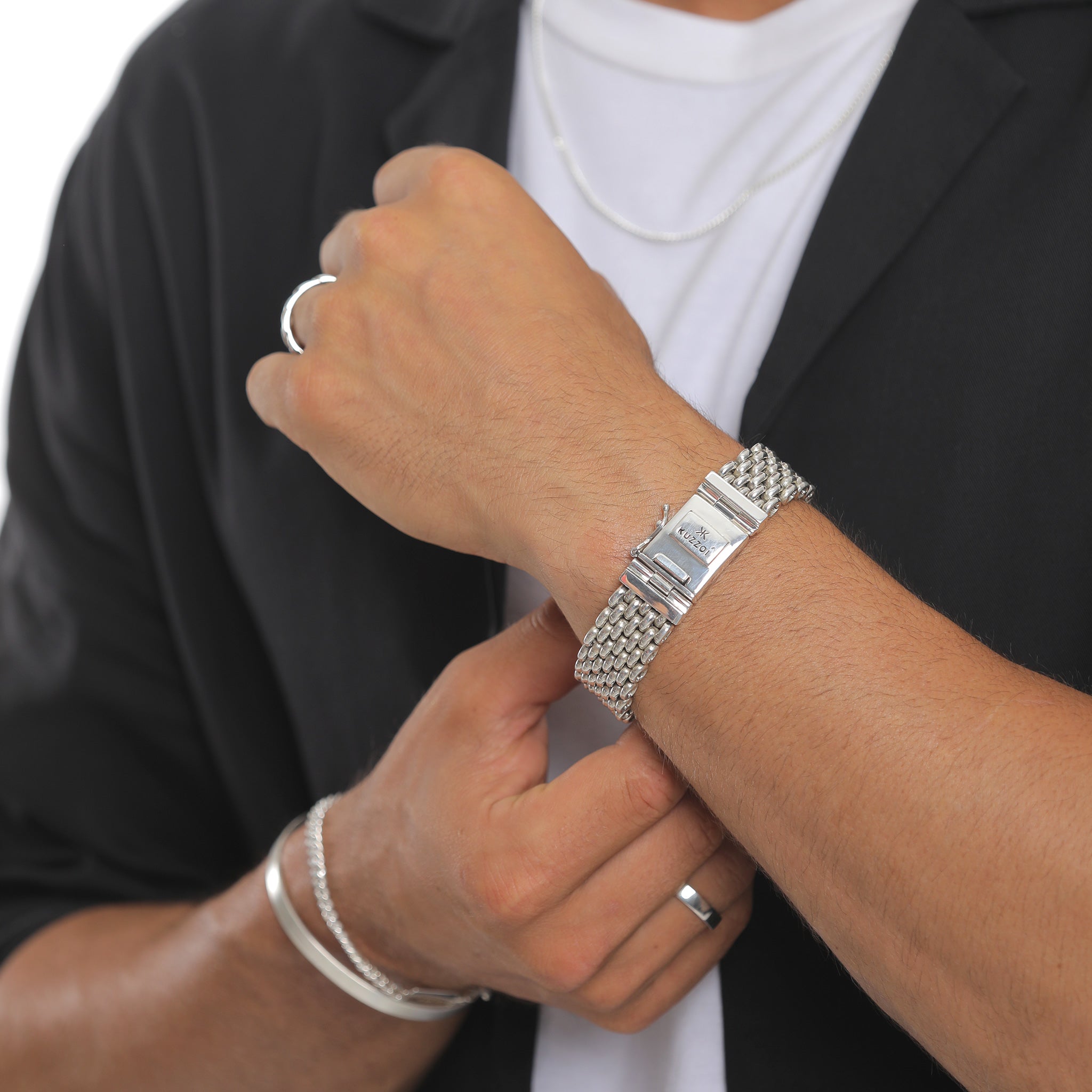 Silber - KUZZOI | Armband Breit | 925er Sterling Silber