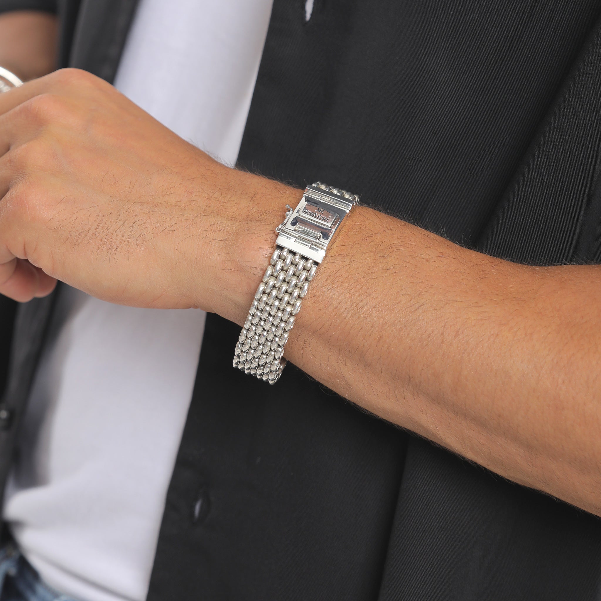 Silber - KUZZOI | Armband Breit | 925er Sterling Silber