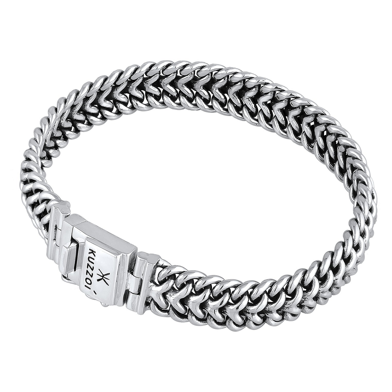 Silber - KUZZOI | Panzer-Armband Cool | 925er Sterling Silber oxidiert