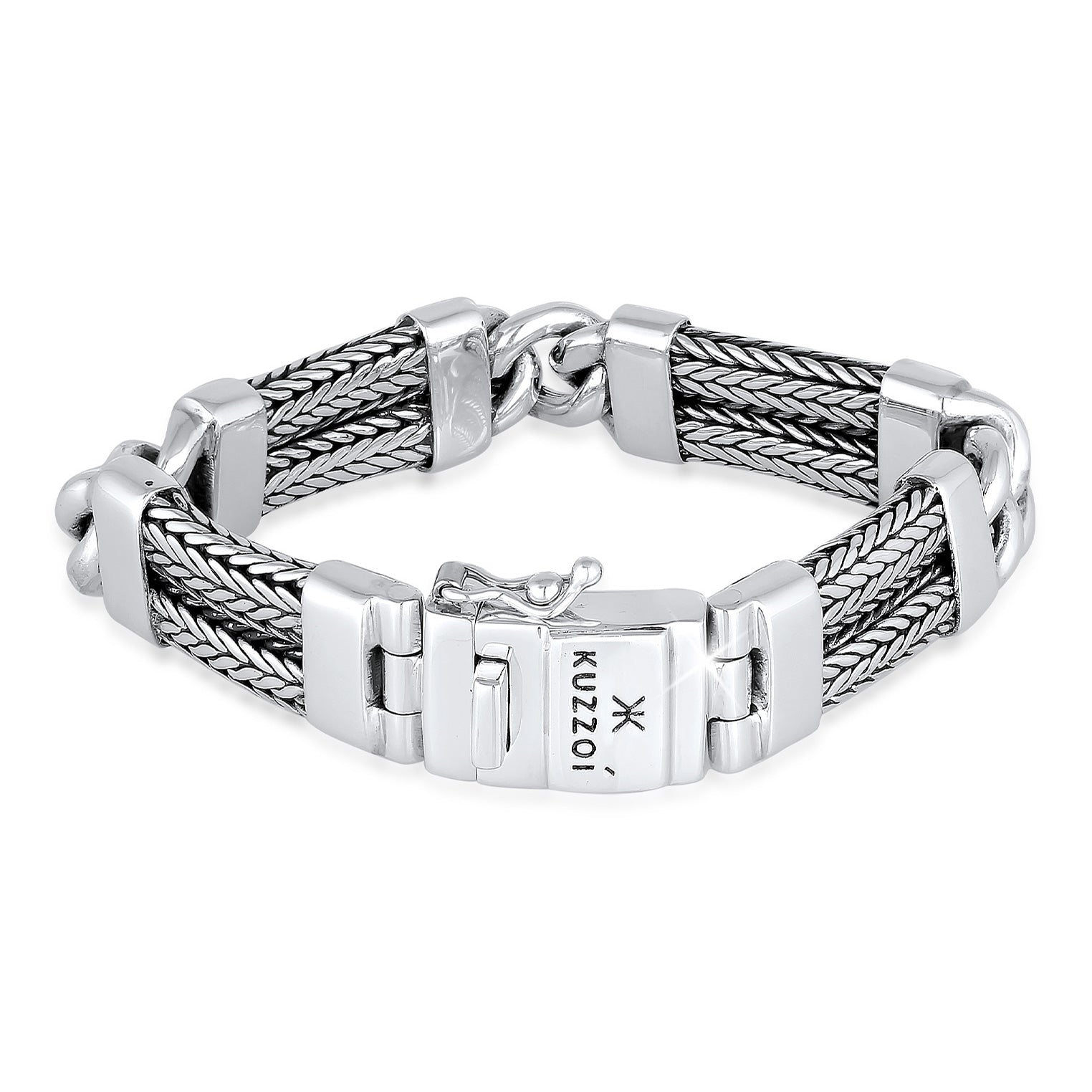 Silber - KUZZOI | Armband Robust Kastenverschluss | 925er Sterling Silber