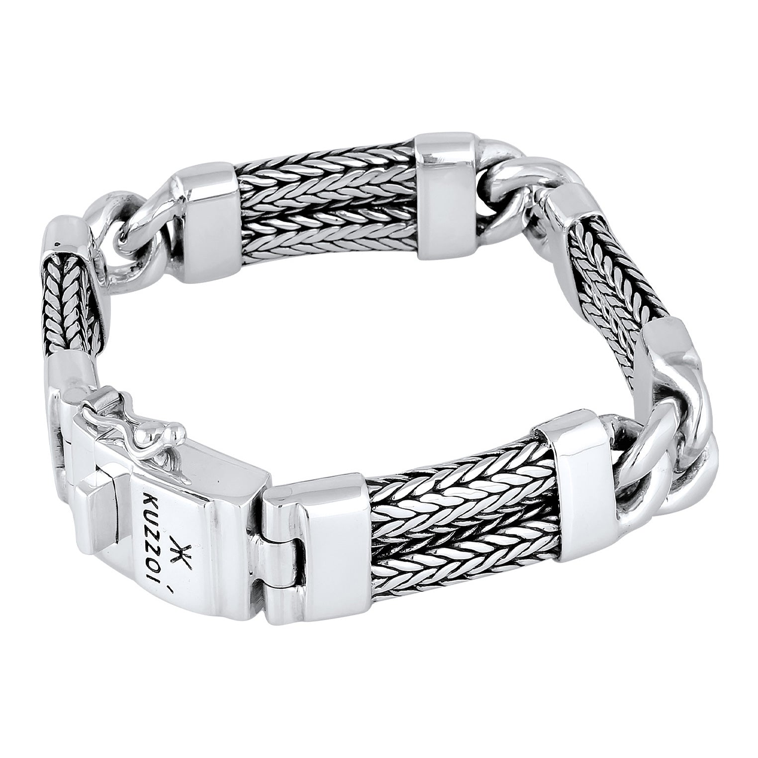 Silber - KUZZOI | Armband Robust Kastenverschluss | 925er Sterling Silber