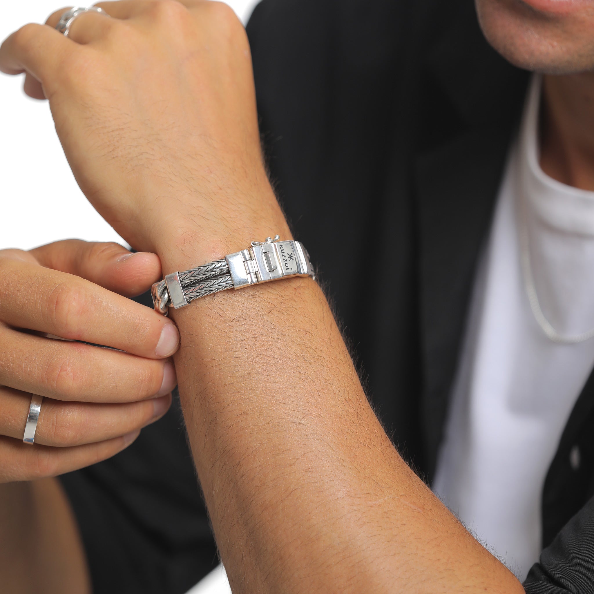 Silber - KUZZOI | Armband Robust Kastenverschluss | 925er Sterling Silber