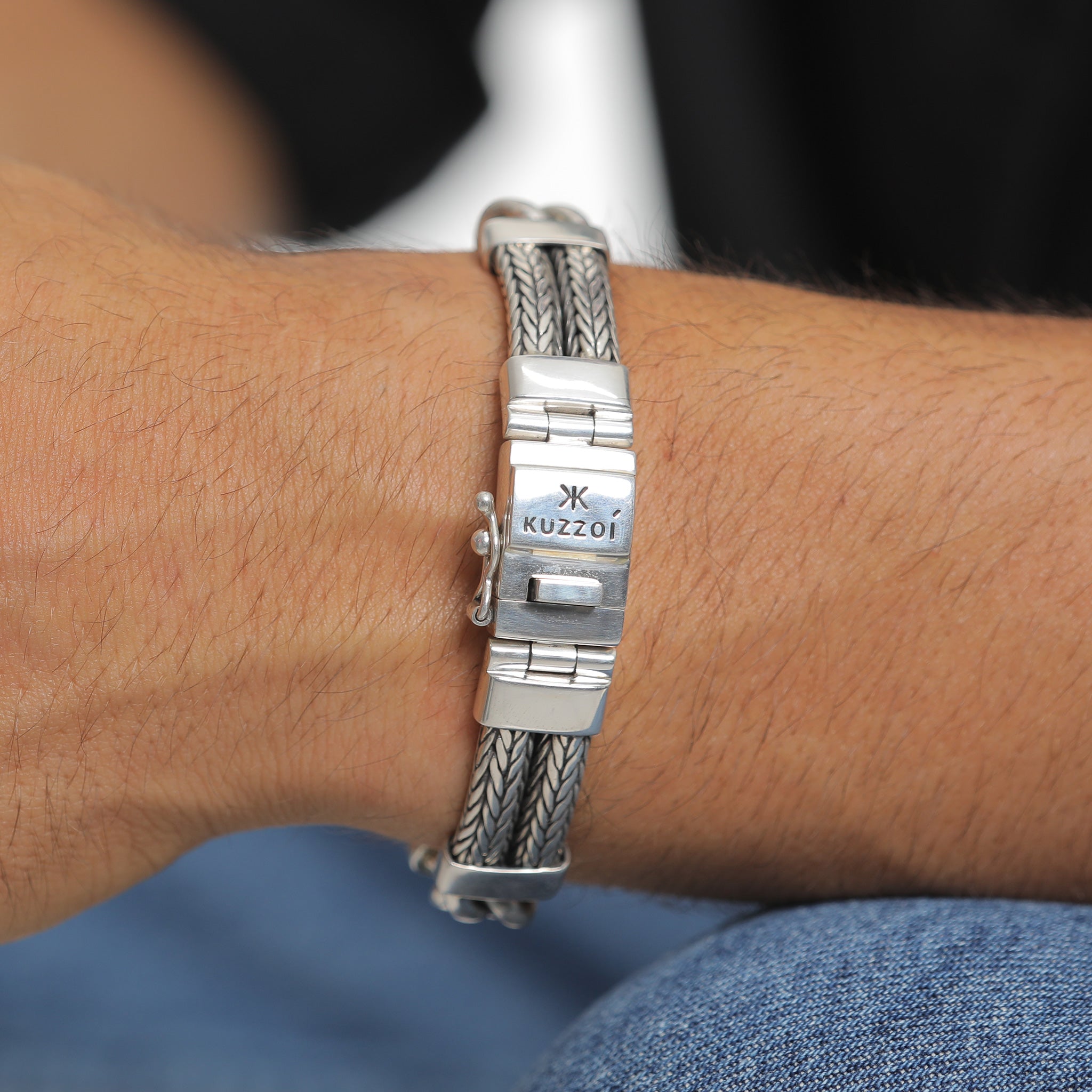 Silber - KUZZOI | Armband Robust Kastenverschluss | 925er Sterling Silber