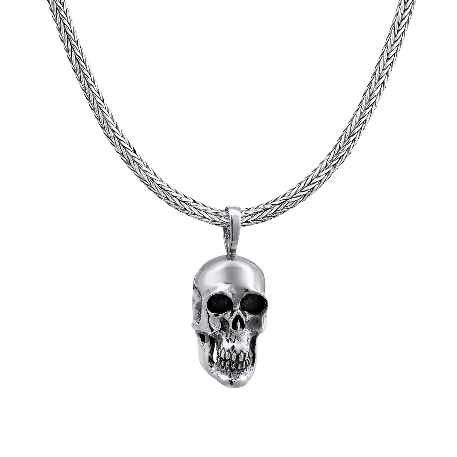 Silber - KUZZOI | Schlangen-Halskette Totenkopf | 925er Sterling Silber