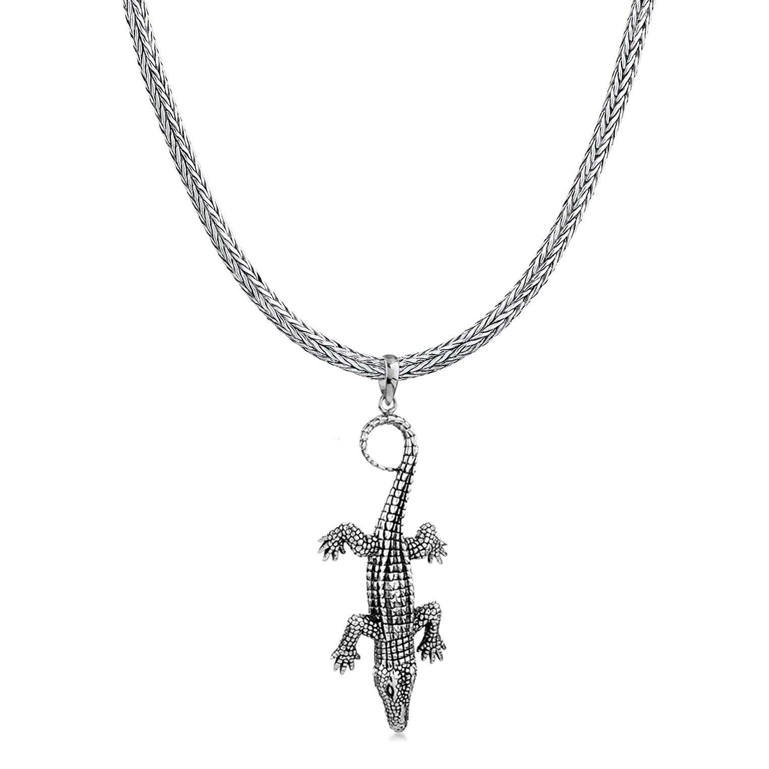 Silber - KUZZOI | Schlangen-Halskette Krokodil | 925er Sterling Silber
