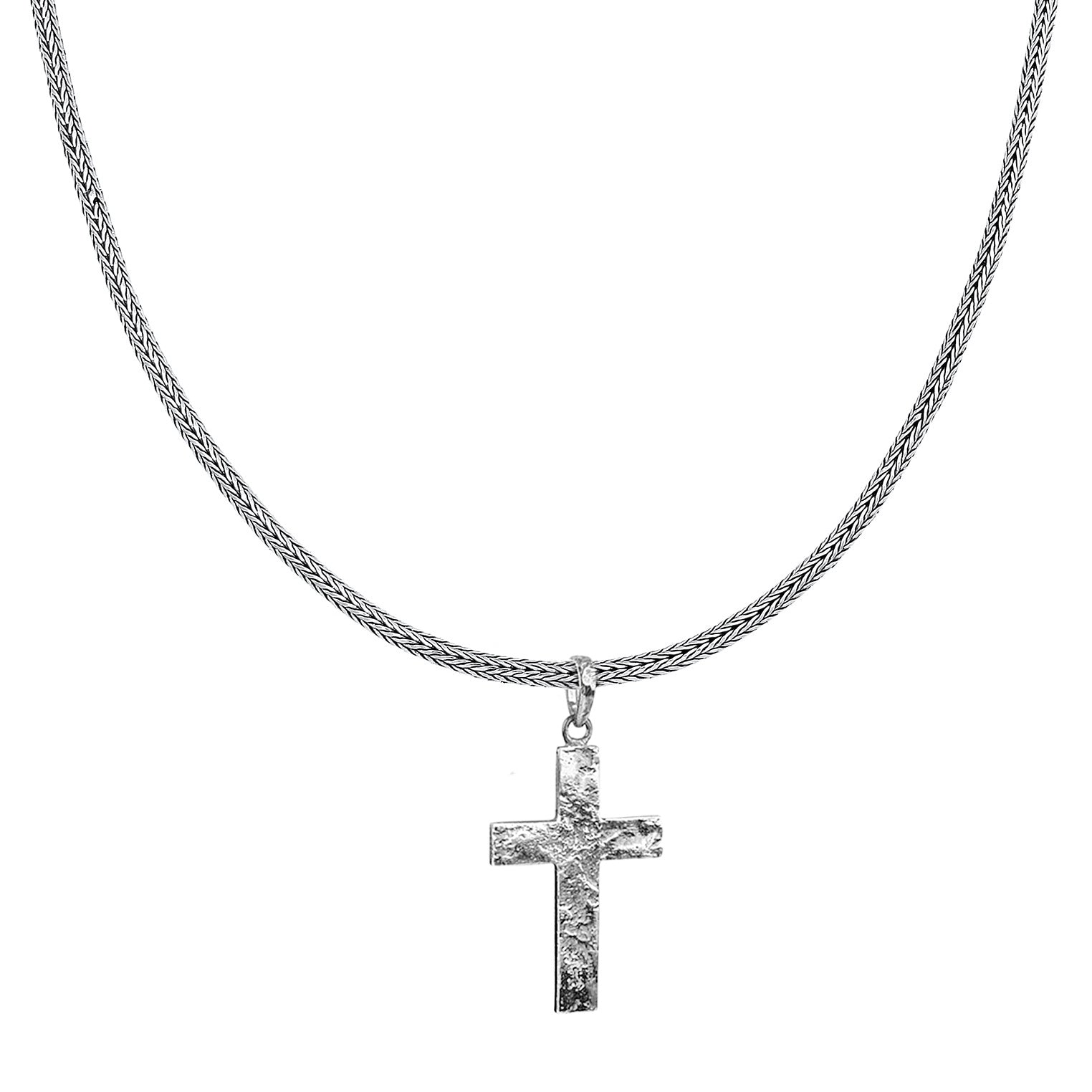 Silber - KUZZOI | Schlangen-Halskette Kreuz | 925er Sterling Silber