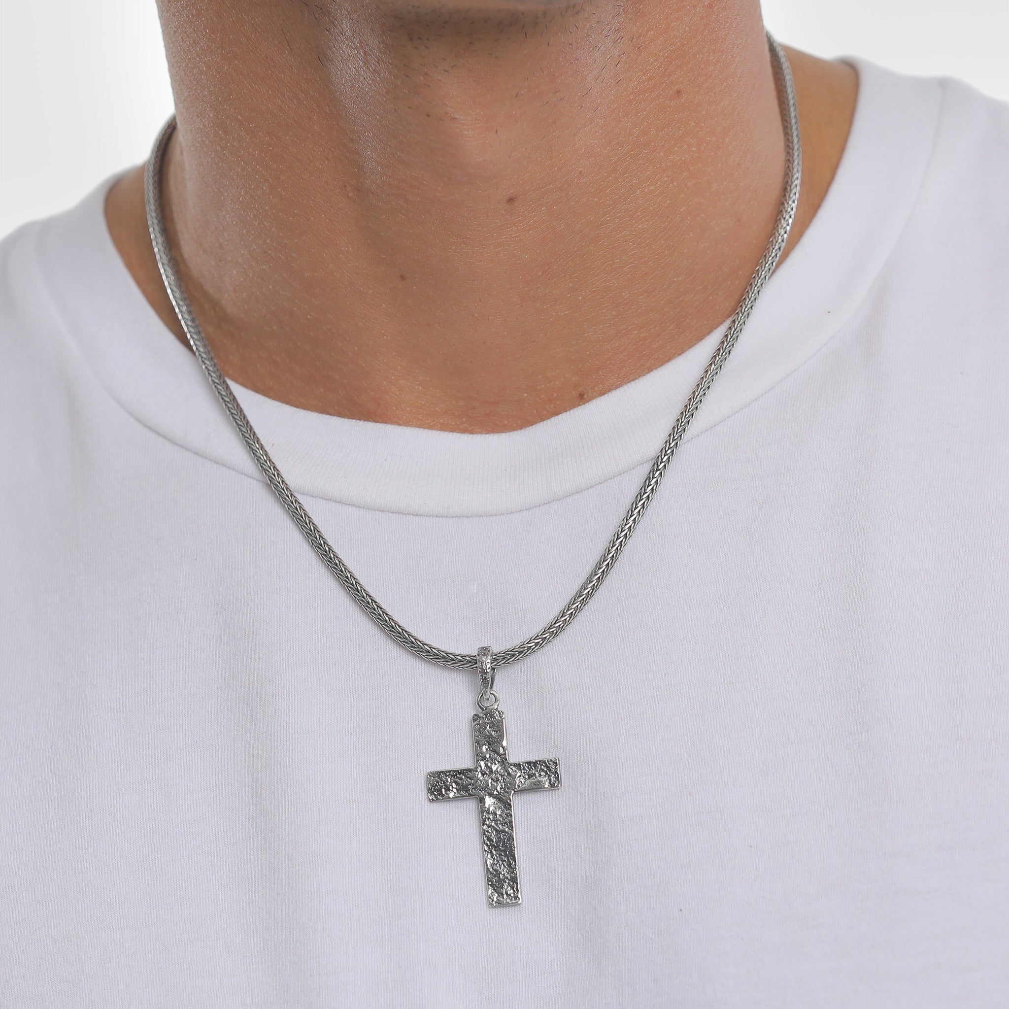 Silber - KUZZOI | Schlangen-Halskette Kreuz | 925er Sterling Silber