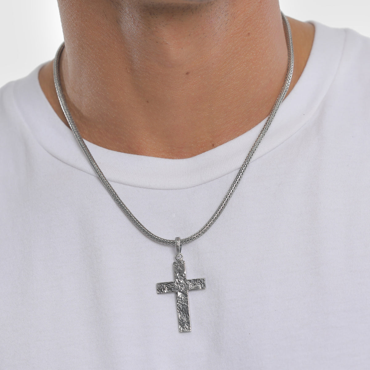 Silber - KUZZOI | Schlangen-Halskette Kreuz | 925er Sterling Silber