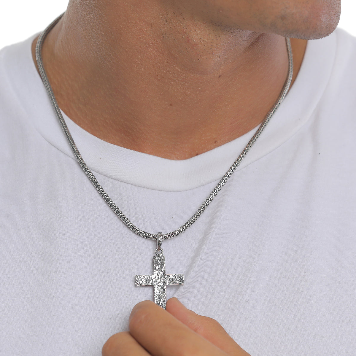 Silber - KUZZOI | Schlangen-Halskette Kreuz | 925er Sterling Silber