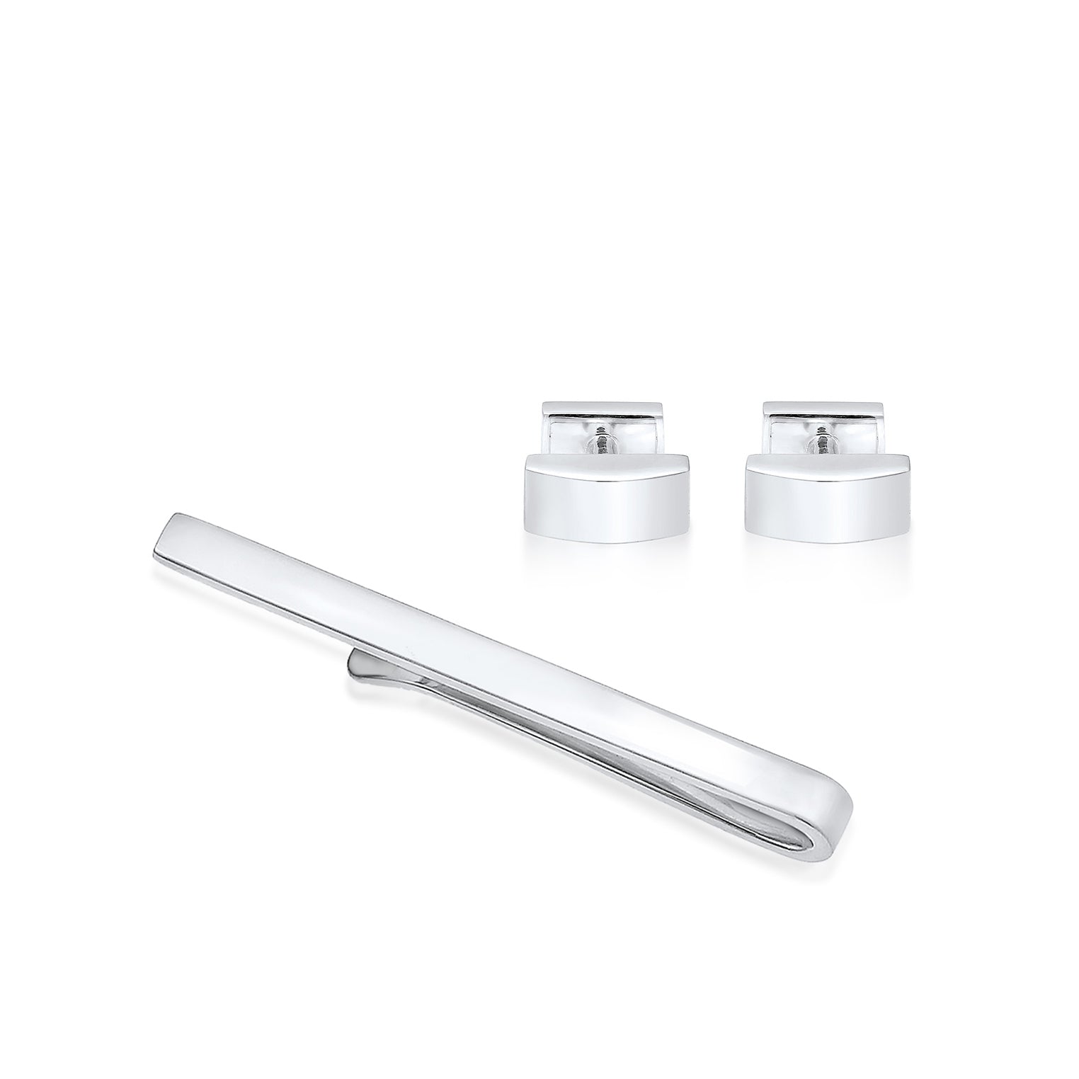 Silber - KUZZOI | Schmuckset Krawattennadel Manschettenknöpfe Basic | 925er Sterling Silber