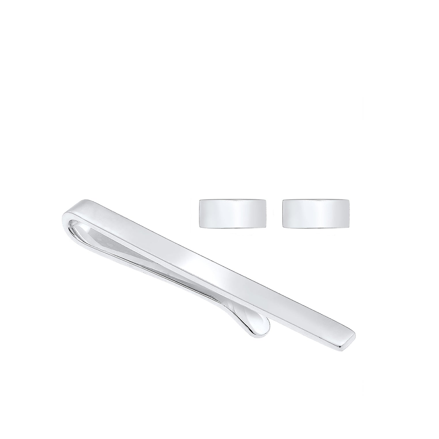 Silber - KUZZOI | Schmuckset Krawattennadel Manschettenknöpfe Basic | 925er Sterling Silber