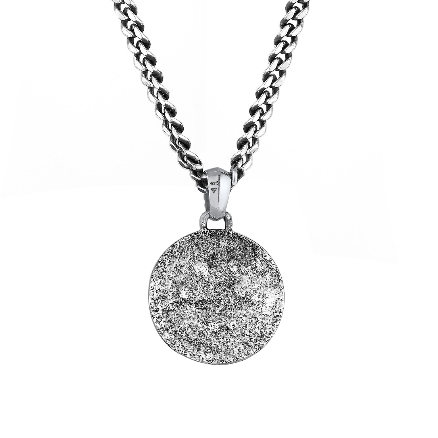 Schwarz - KUZZOI | Halskette Kompass Münze | 925er Sterling Silber oxidiert