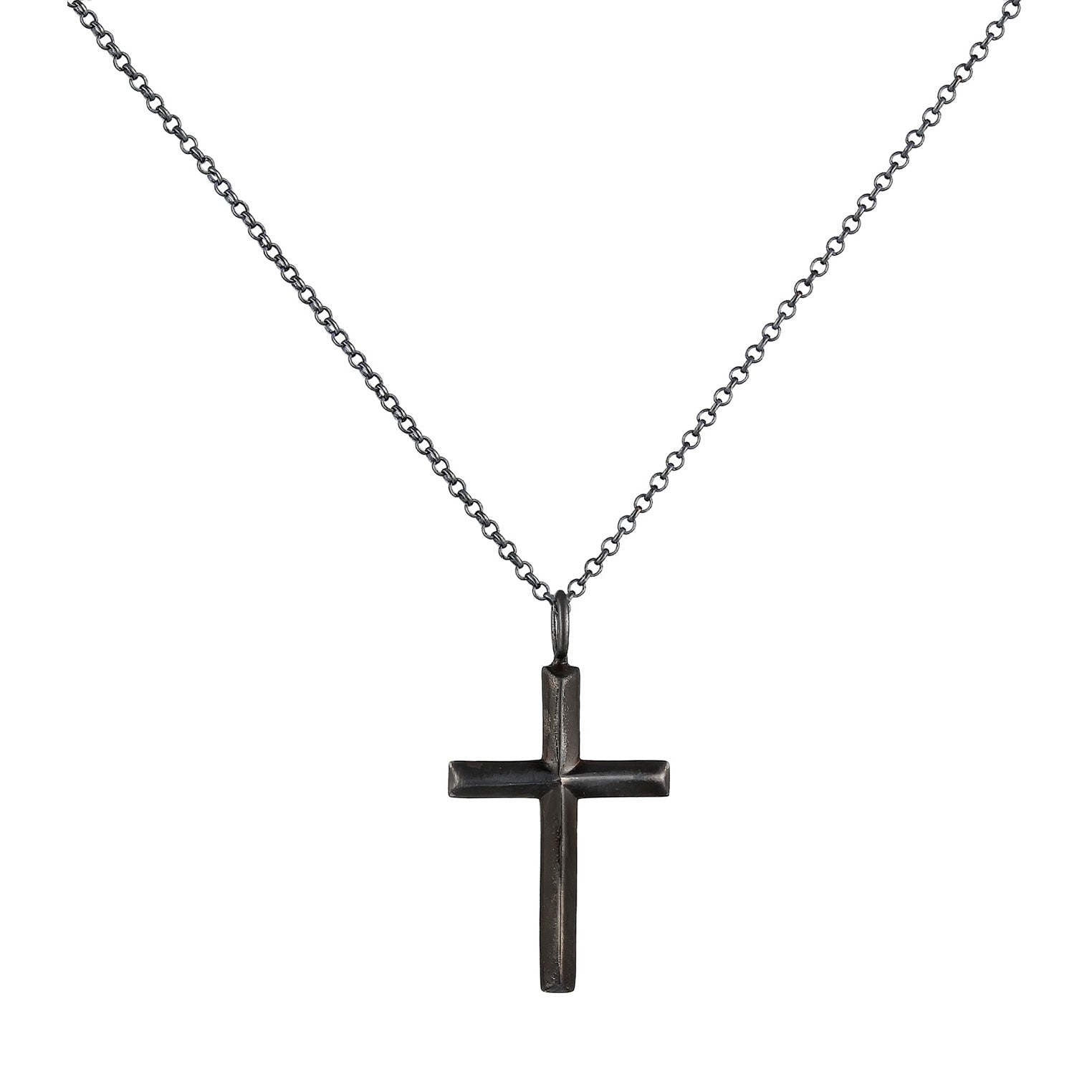 Schwarz - KUZZOI | Erbs-Halskette Kreuz | 925 Sterling Silber oxidiert