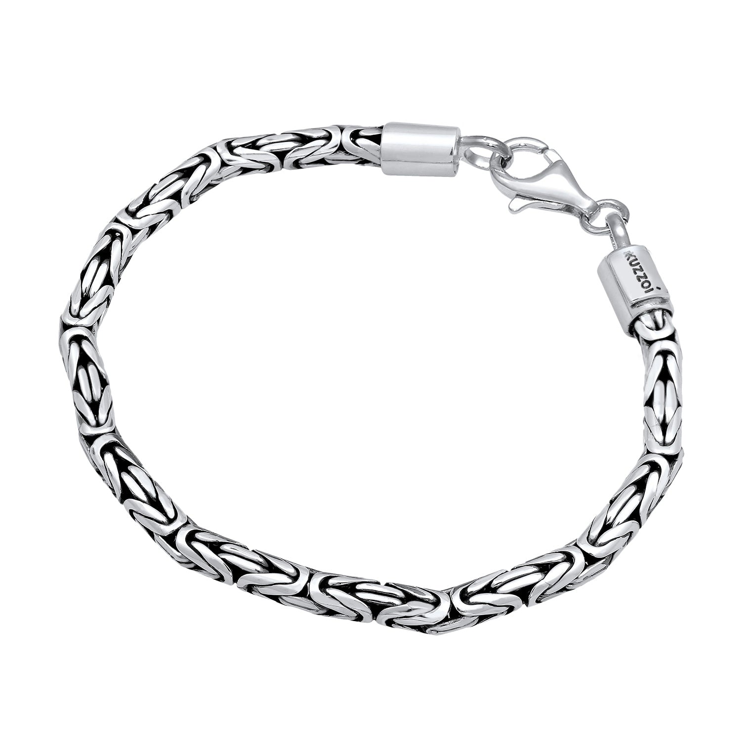Grau - KUZZOI | Königs-Armband | 925er Sterling Silber oxidiert