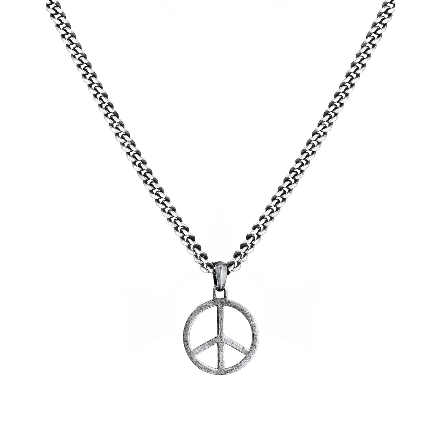 Silber - KUZZOI | Halskette Peace Anhänger | 925er Sterling Silber oxidiert