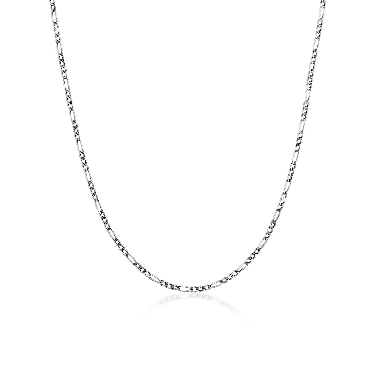 Schwarz - KUZZOI | Figaro-Halskette | 925er Sterling Silber oxidiert