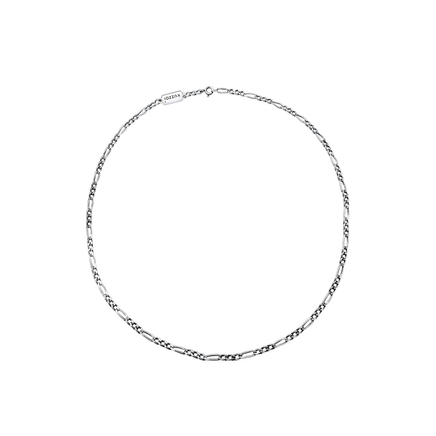Schwarz - KUZZOI | Figaro-Halskette | 925er Sterling Silber oxidiert