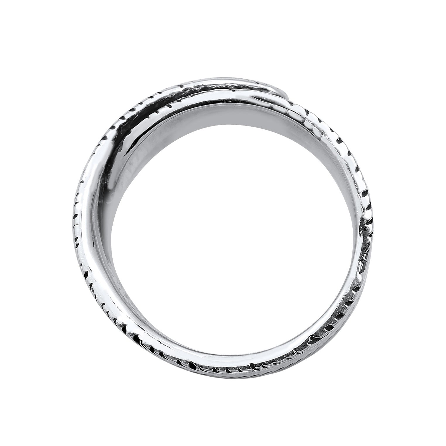 Schwarz - KUZZOI | Ring Feder | 925er Sterling Silber oxidiert