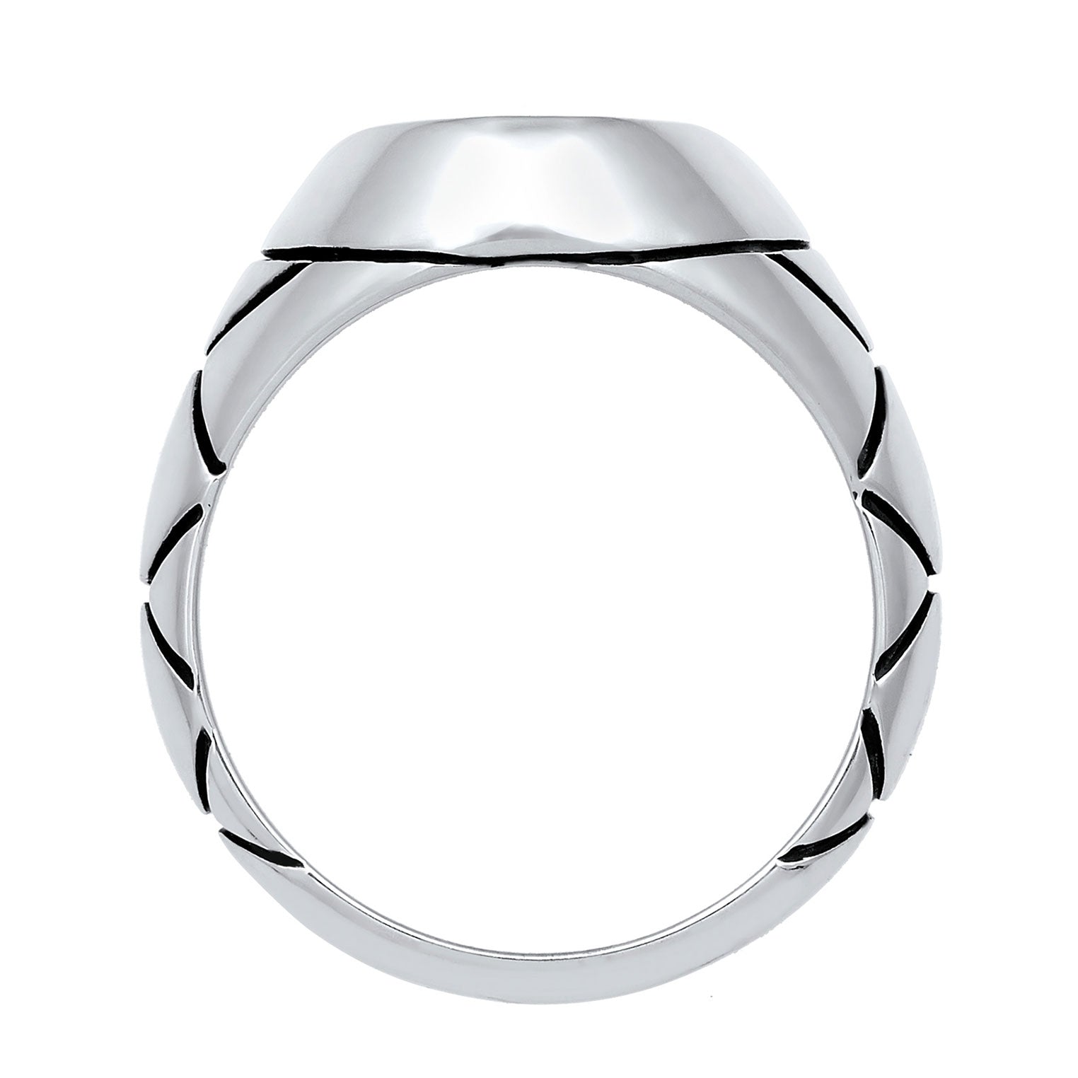 Silber - KUZZOI | Siegelring Oval Strukturiert | Emaille | 925er Sterling Silber