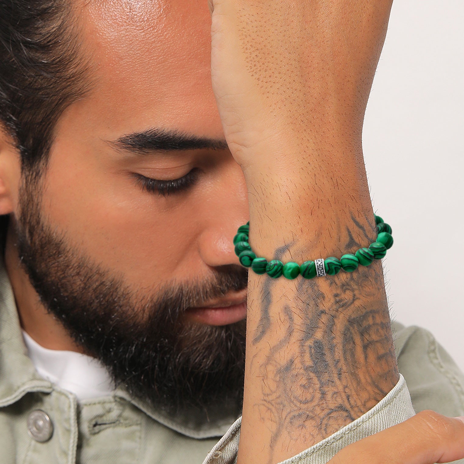 Grün - KUZZOI | Armband | Malachit (synth.) | 925er Sterling Silber oxidiert