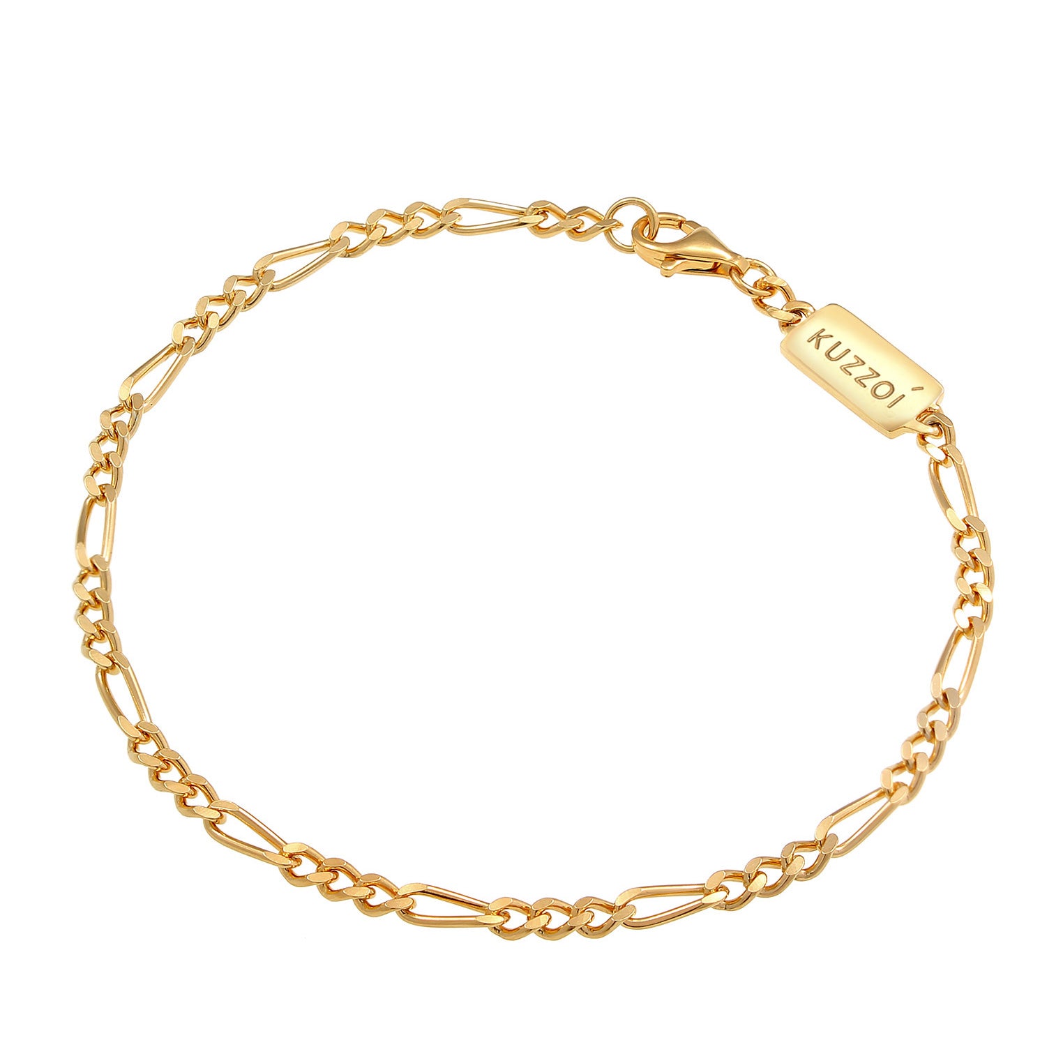 Gold - KUZZOI | Figaro-Armband Basic | 925 Sterling Silber vergoldet