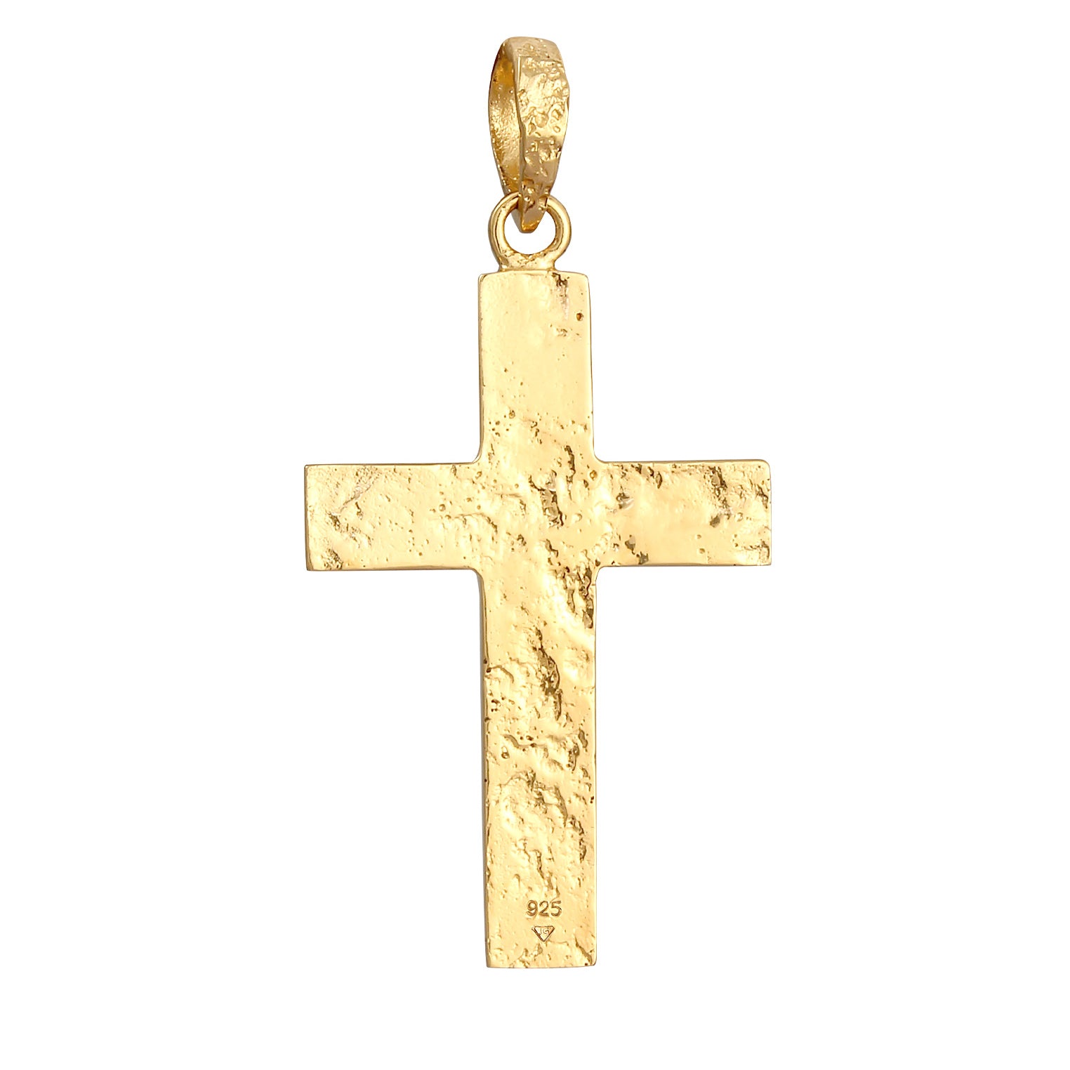 Gold - KUZZOI | Anhänger Kreuz Gehämmert | 925 Sterling Silber vergoldet