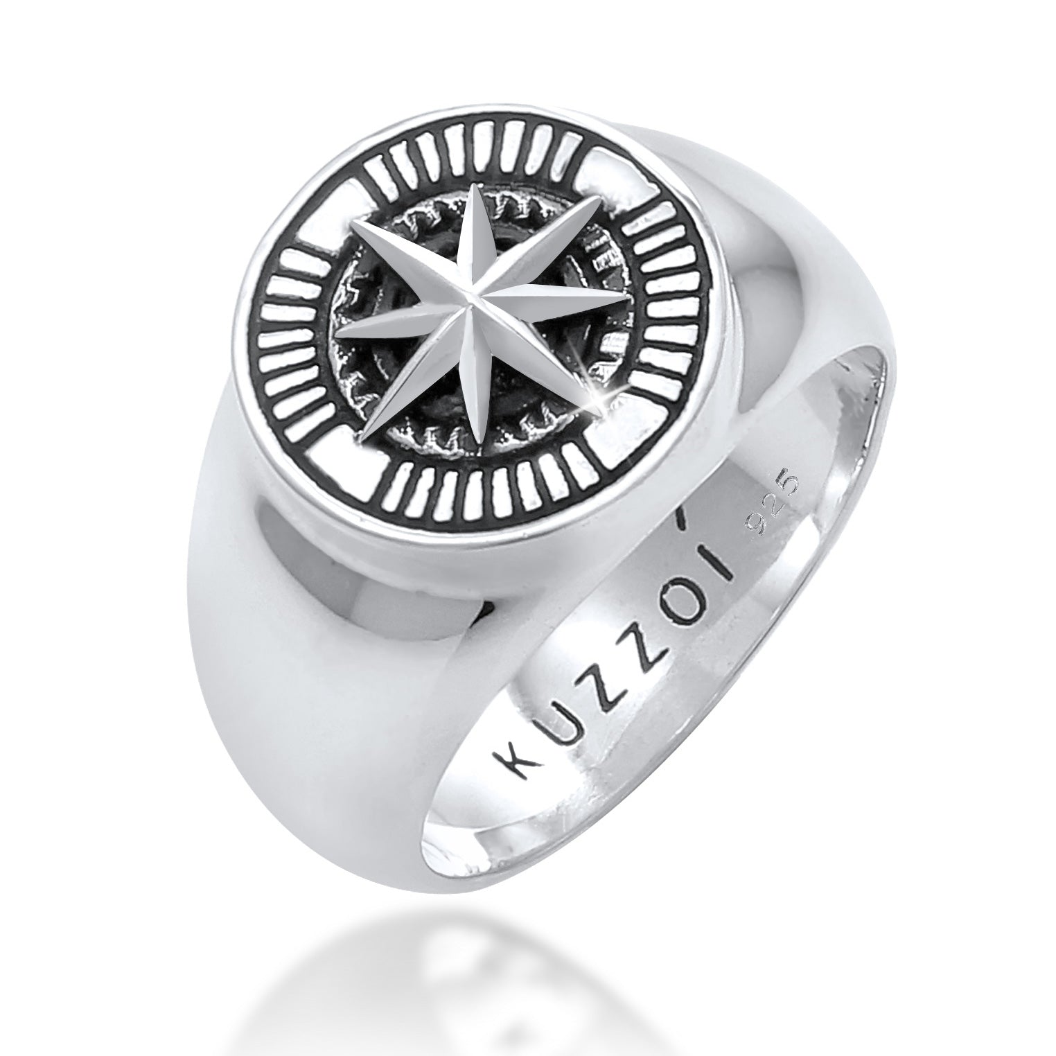 Silber - KUZZOI | Siegelring Kompass | 925er Sterling Silber oxidiert