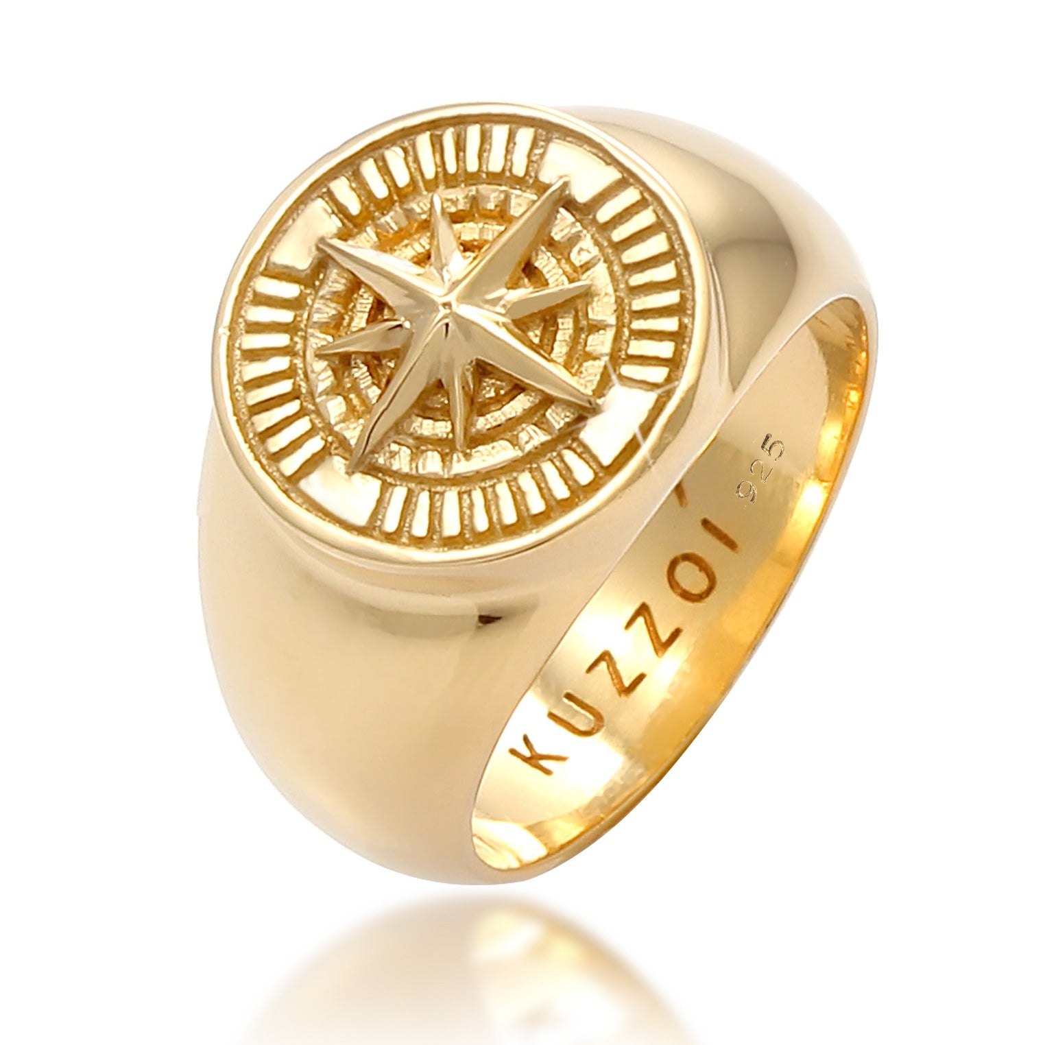 Gold - KUZZOI | Siegelring Kompass | 925 Sterling Silber vergoldet