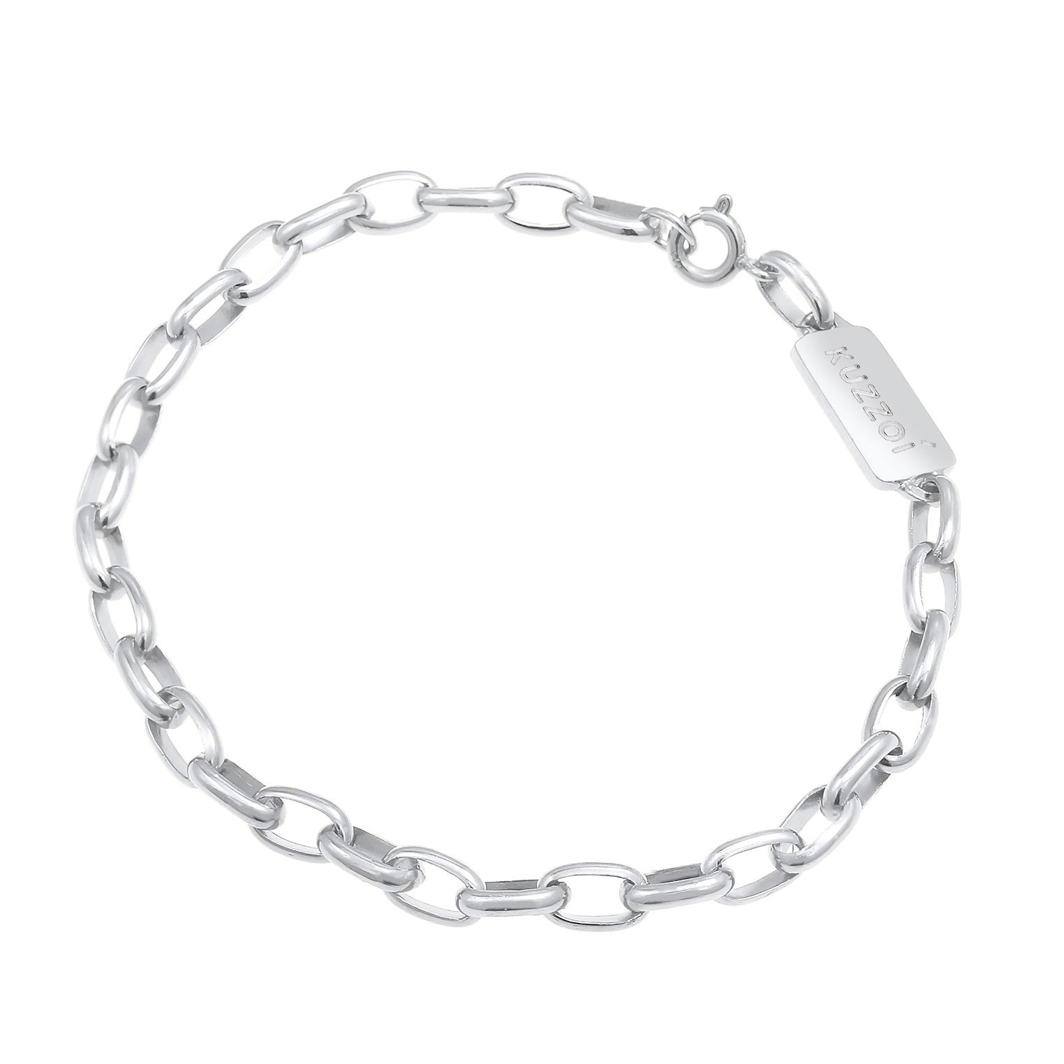 Silber - KUZZOI | Glieder-Armband Oval | 925er Sterling Silber