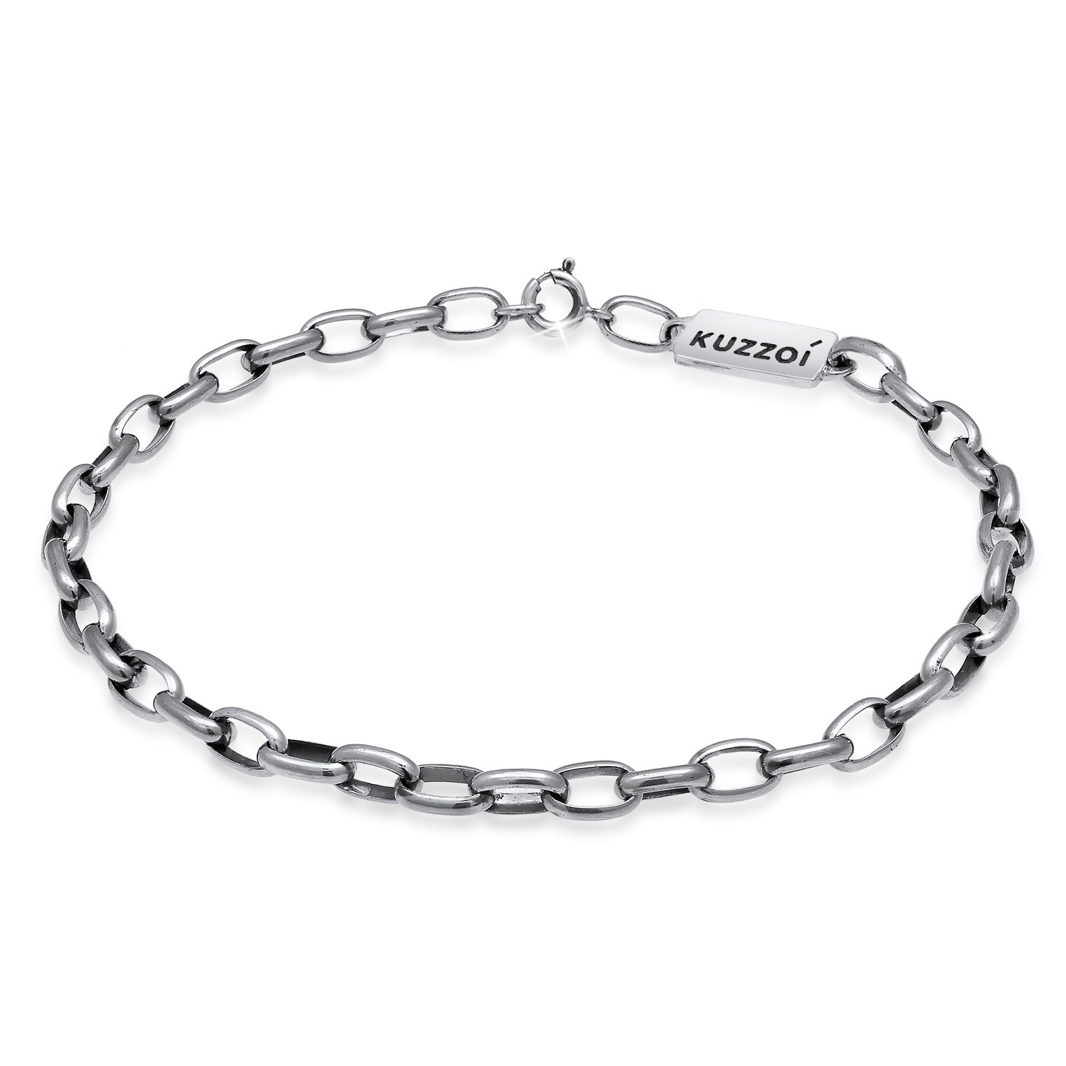 Schwarz - KUZZOI | Glieder-Armband Oval | 925er Sterling Silber oxidiert