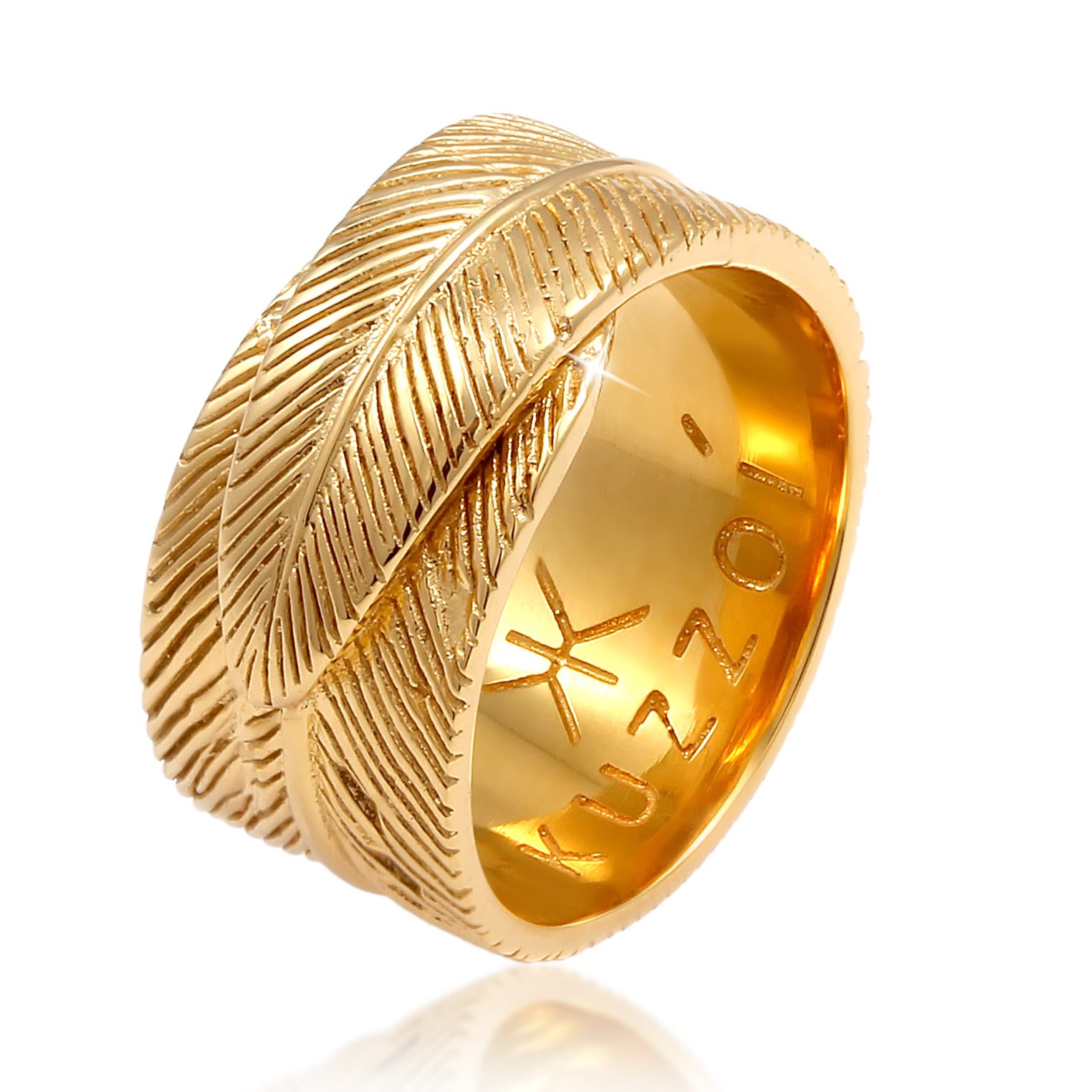 Gold - KUZZOI | Ring Feder | 925 Sterling Silber vergoldet