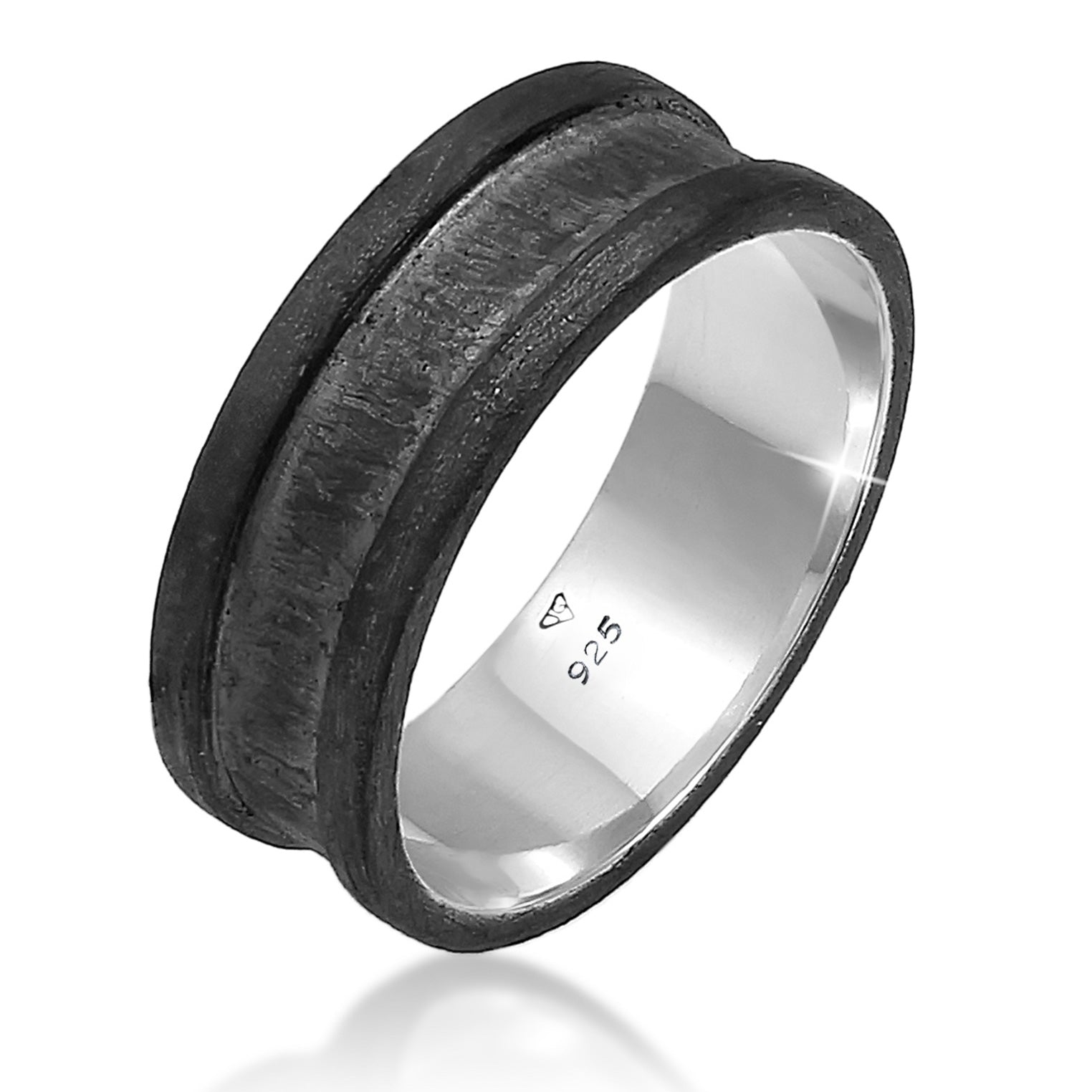 Schwarz - KUZZOI | Bandring Breit | 925er Sterling Silber oxidiert