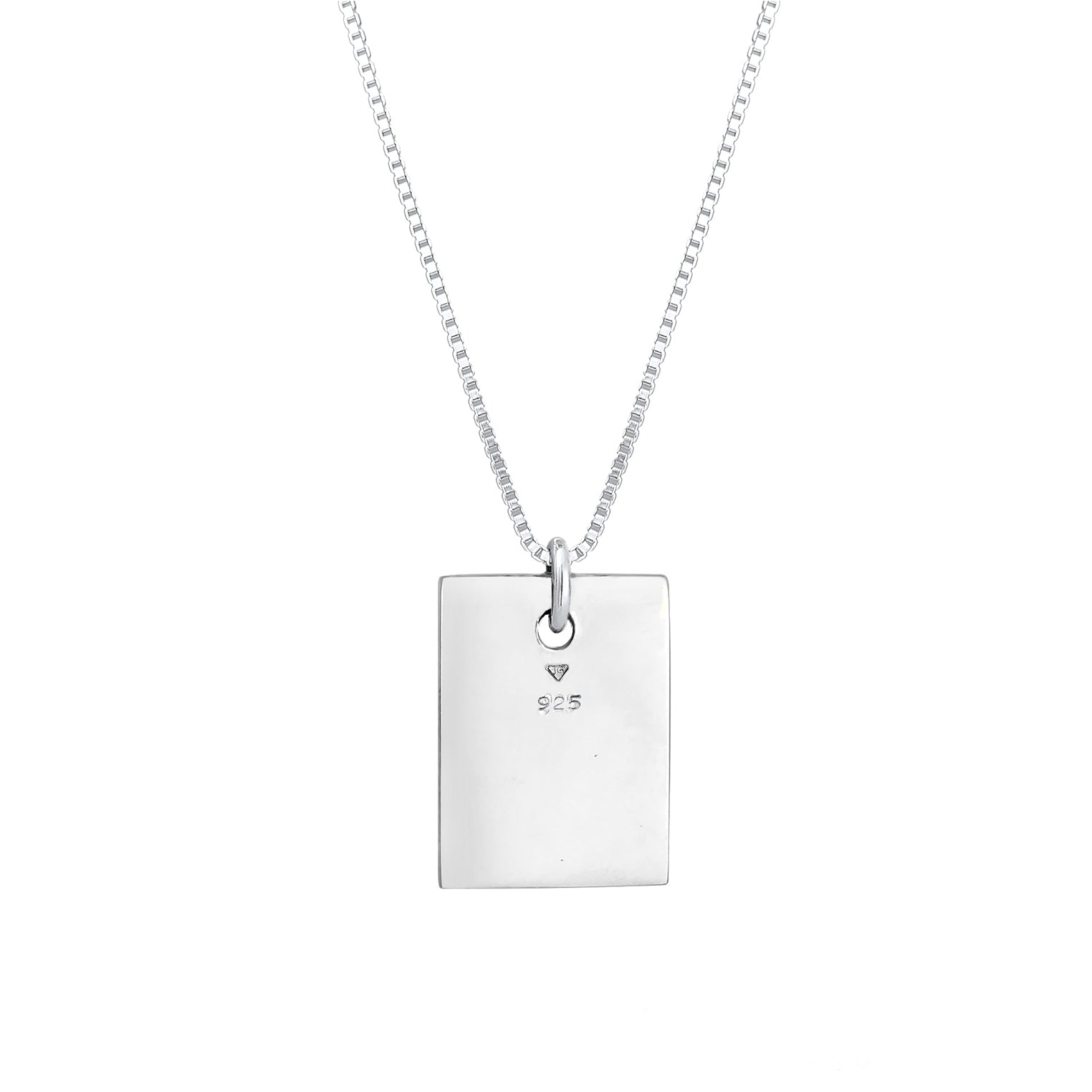 Silber - KUZZOI | Halskette Dog Tag | Emaille (Schwarz) | 925er Sterling Silber