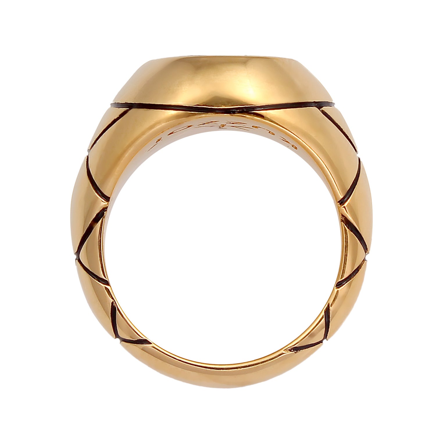 Gold - KUZZOI | Siegelring Oval Strukturiert | Emaille | 925er Sterling Silber vergoldet