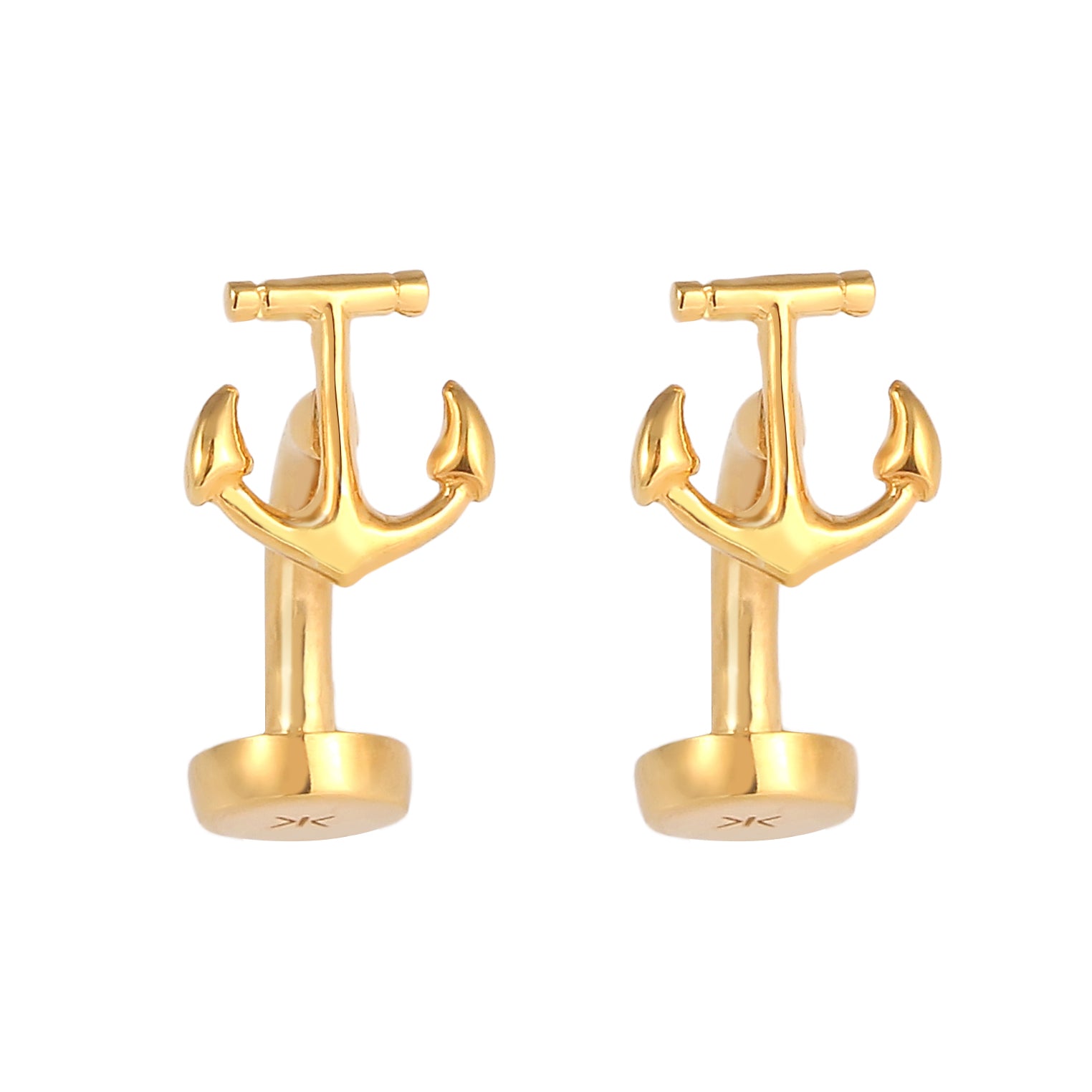 Gold - KUZZOI | Manschettenknopf Anker | 925 Sterling Silber vergoldet
