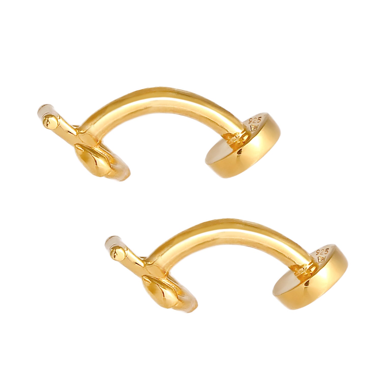 Gold - KUZZOI | Manschettenknopf Anker | 925 Sterling Silber vergoldet