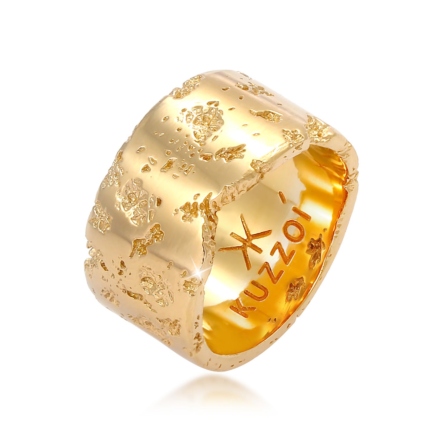 Gold - KUZZOI | Bandring Rustikal | 925er Sterling Silber vergoldet