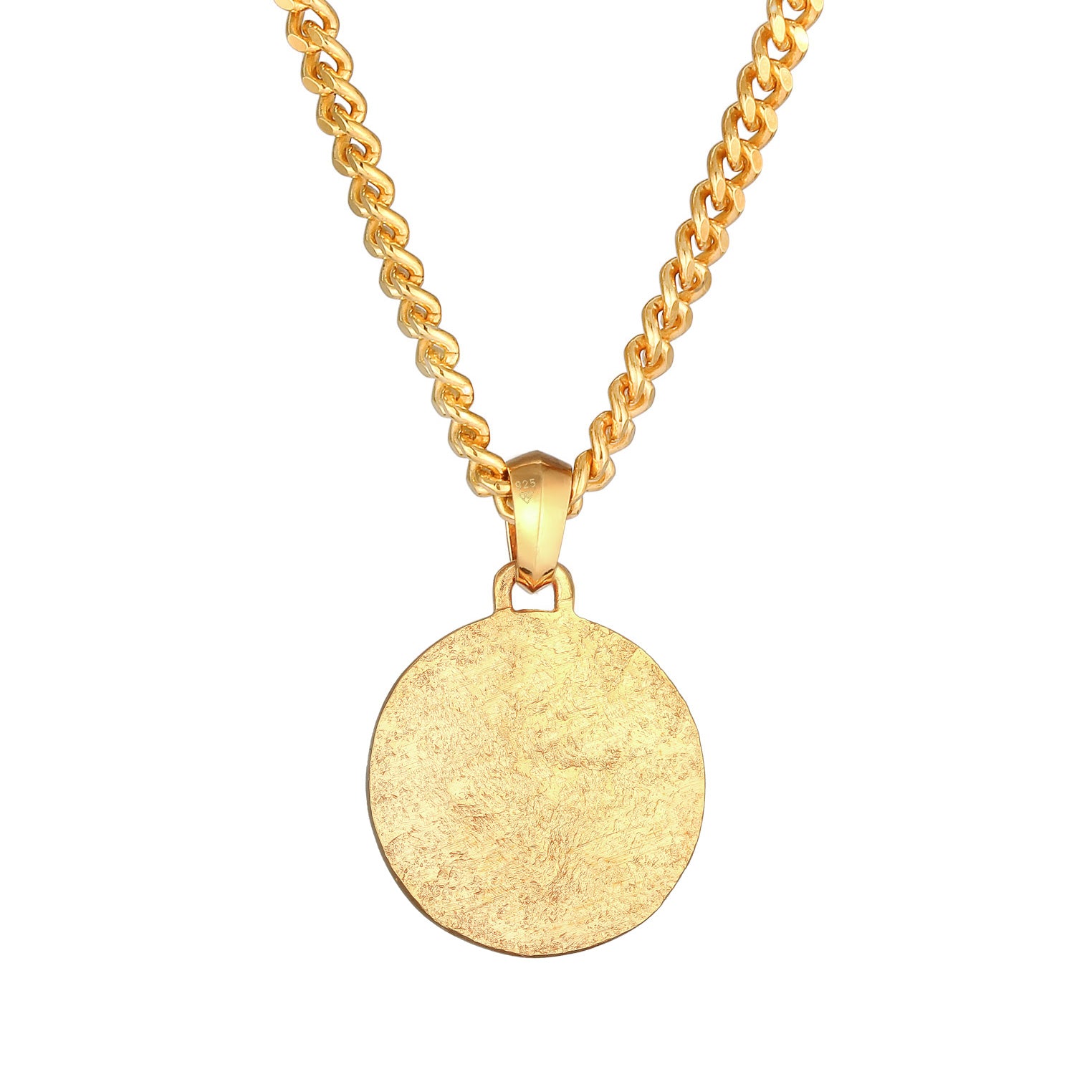 Gold - KUZZOI | Halskette Kompass Münze | 925er Sterling Silber vergoldet