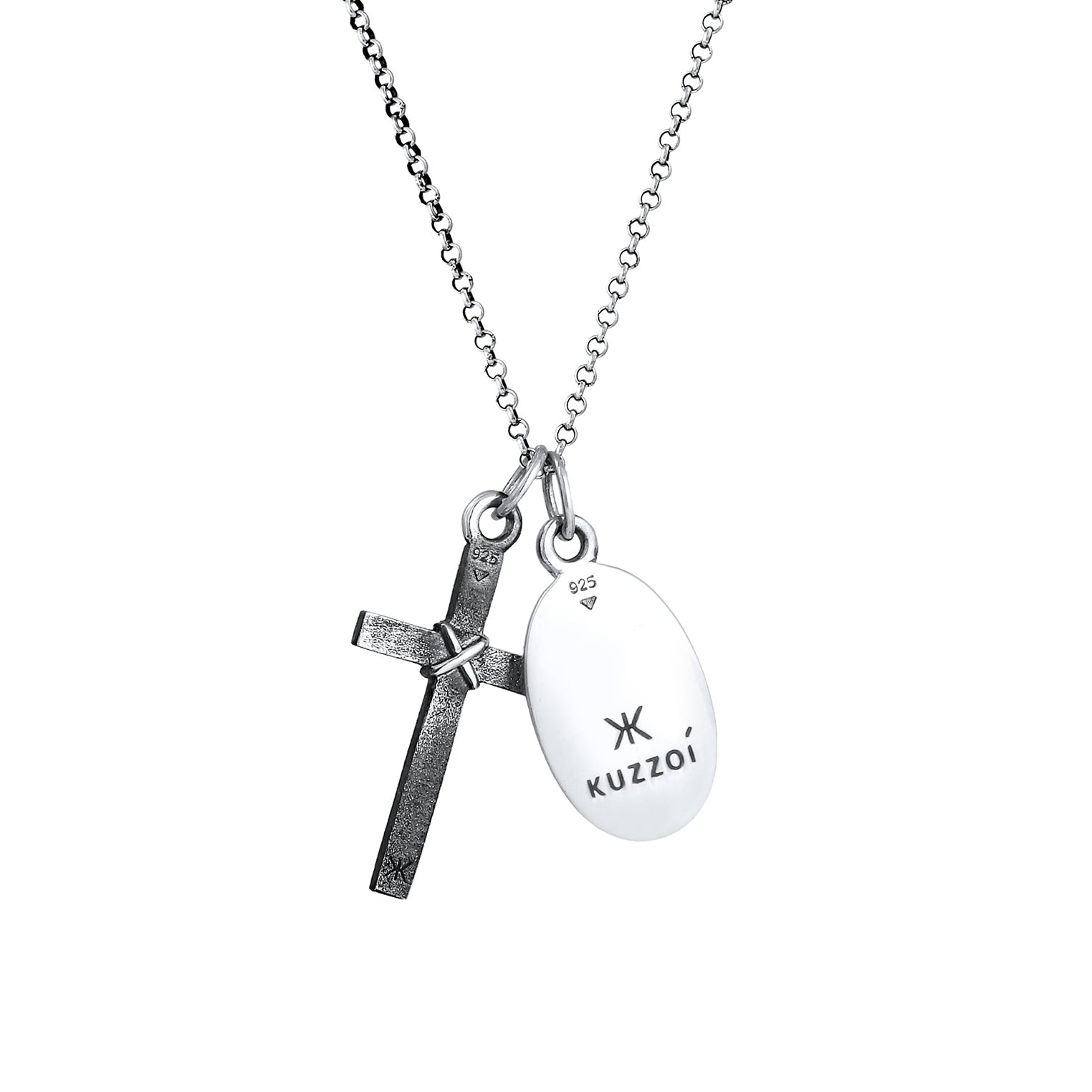 Silber - KUZZOI | Halskette Marienbild Kreuz | 925er Sterling Silber