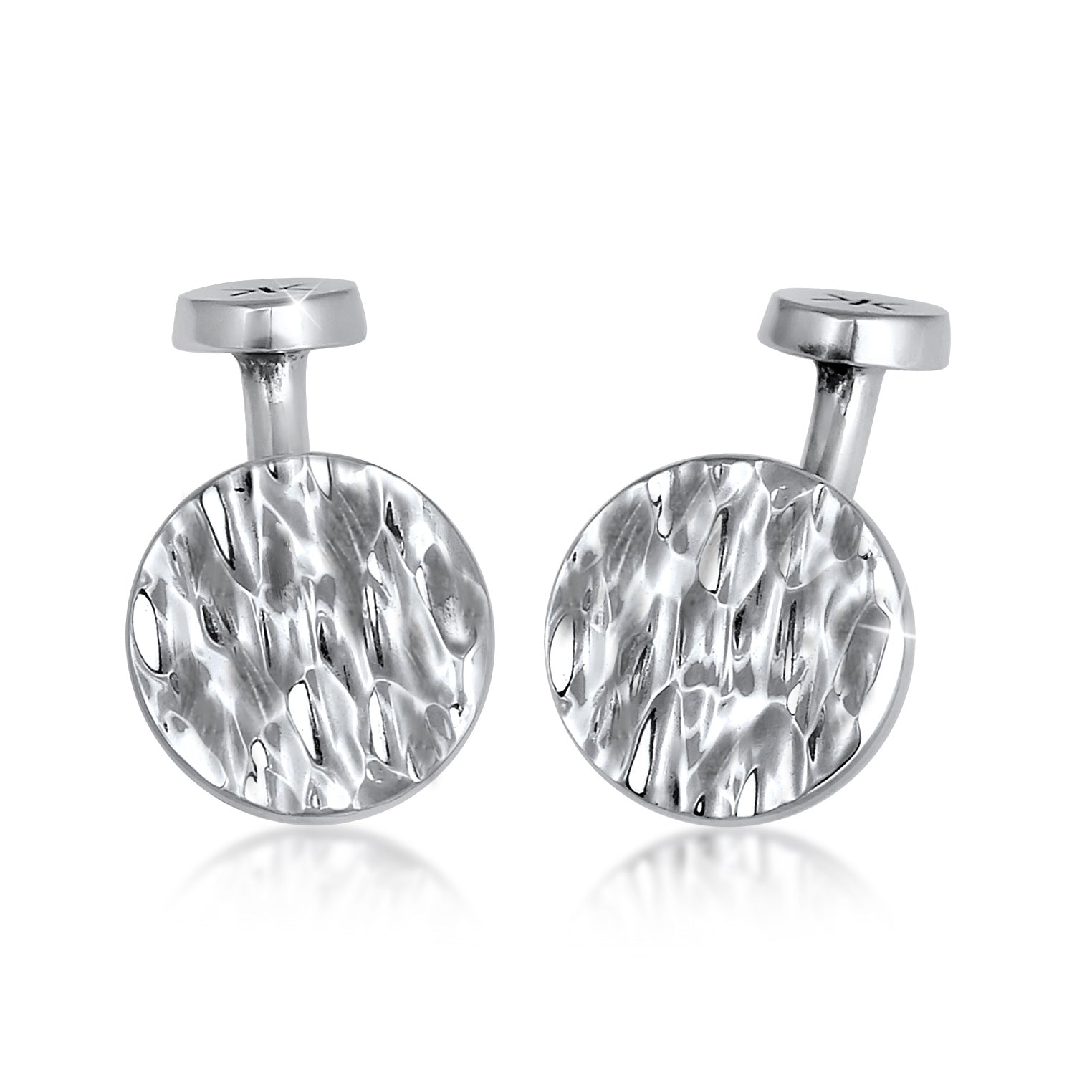 Silber - KUZZOI | Manschettenknopf Gehämmert | 925er Sterling Silber