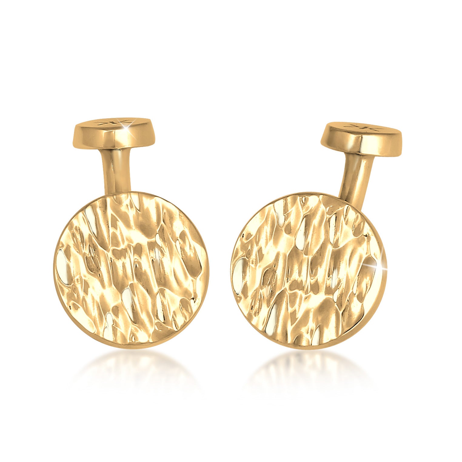 Gold - KUZZOI | Manschettenknopf Gehämmert | 925er Sterling Silber vergoldet