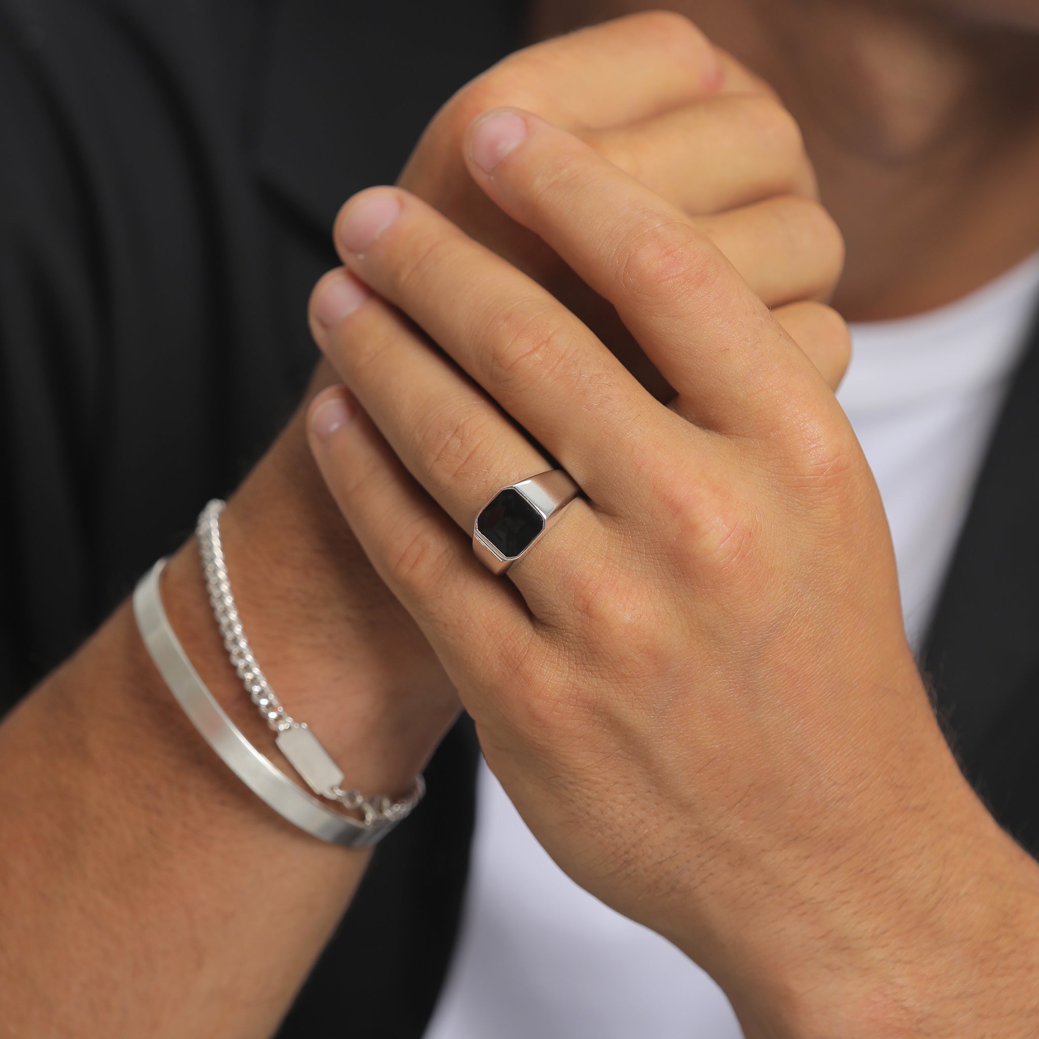 Silber - KUZZOI | Siegelring Trend | Emaille | 925er Sterling Silber