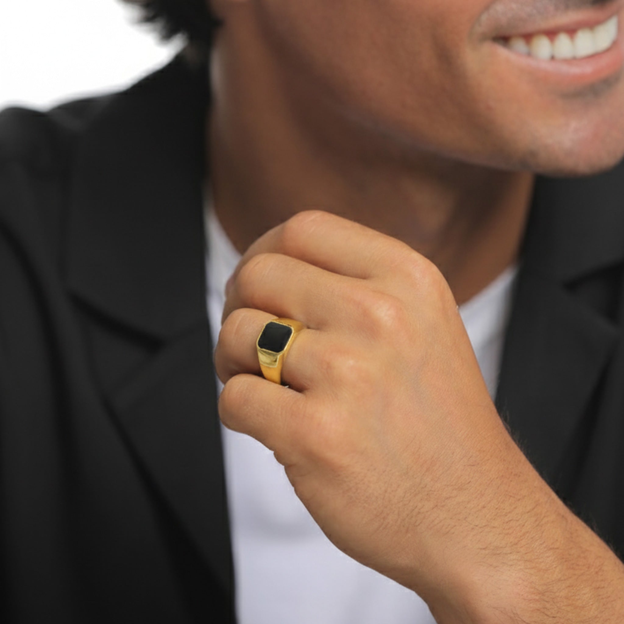 Gold - KUZZOI | Siegelring Trend | Emaille | 925er Sterling Silber vergoldet