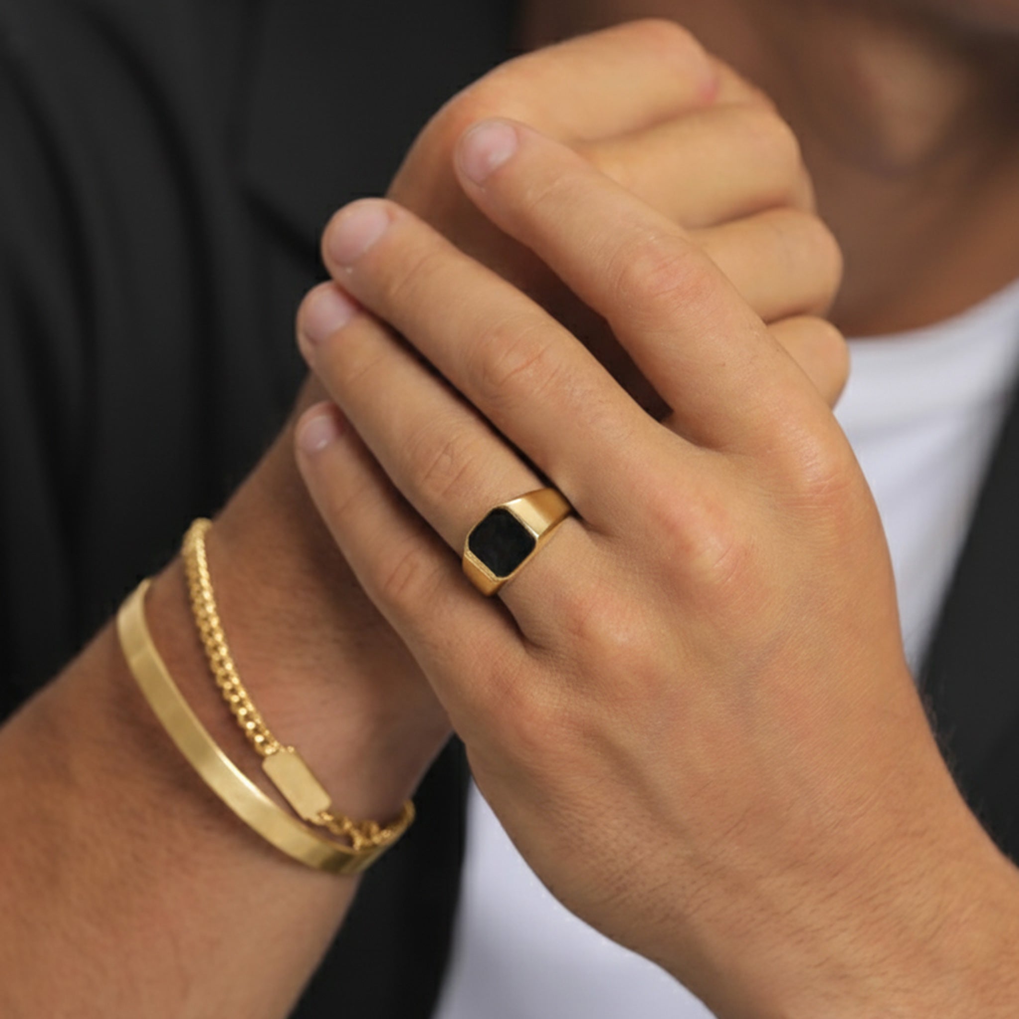 Gold - KUZZOI | Siegelring Trend | Emaille | 925er Sterling Silber vergoldet