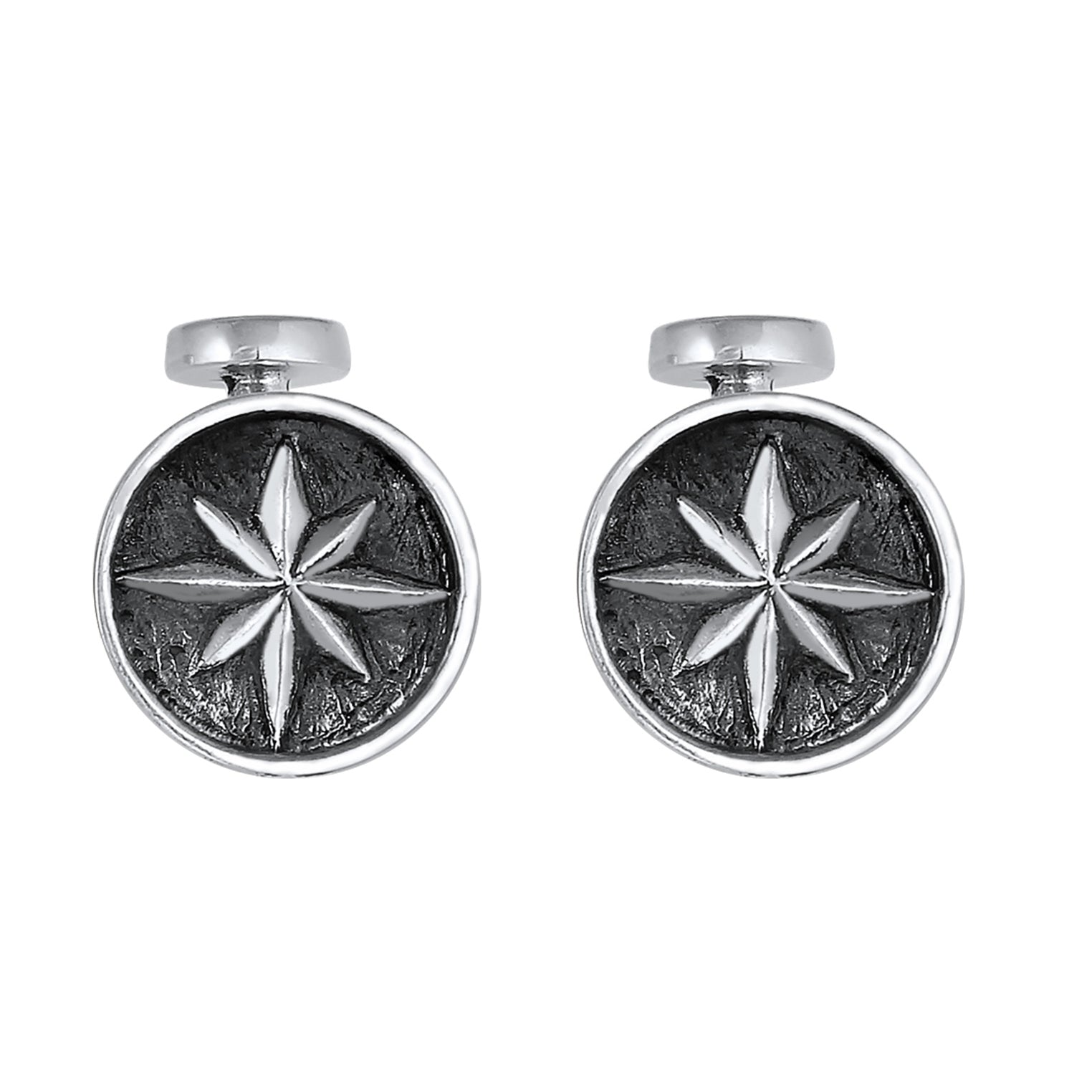 Silber - KUZZOI | Manschettenknopf Kompass | 925er Sterling Silber